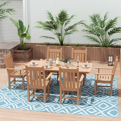 Ensemble de salle à manger d'extérieur Polytrends Laguna en PEHD, toutes saisons, avec table rectangulaire et fauteuils (7 pièces)