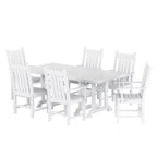 Ensemble de salle à manger d'extérieur Polytrends Laguna en PEHD, toutes saisons, avec table rectangulaire et fauteuils (7 pièces)