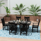 Ensemble de salle à manger d'extérieur Polytrends Laguna en PEHD, toutes saisons, avec table rectangulaire et fauteuils (7 pièces)
