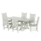 Ensemble de salle à manger d'extérieur Polytrends Laguna en PEHD, toutes saisons, avec table rectangulaire et chaises d'appoint (7 pièces)