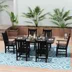 Ensemble de salle à manger d'extérieur Polytrends Laguna en PEHD, toutes saisons, avec table rectangulaire et chaises d'appoint (7 pièces)