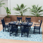 Ensemble de salle à manger d'extérieur Polytrends Laguna en PEHD, toutes saisons, avec table rectangulaire et chaises d'appoint (7 pièces)