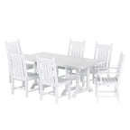 Ensemble de salle à manger d'extérieur Polytrends Laguna en PEHD, toutes saisons, avec table rectangulaire et chaises d'appoint (7 pièces)