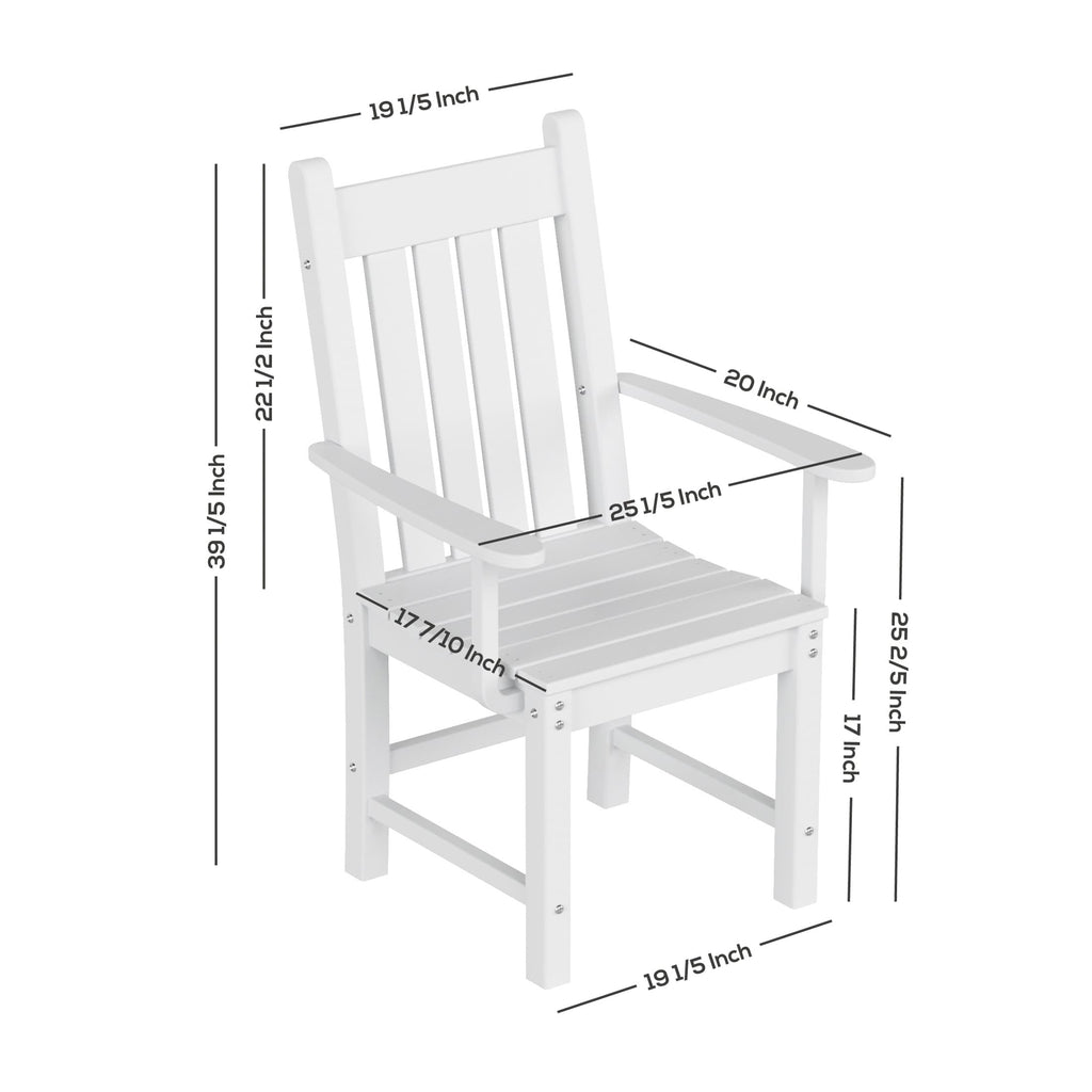 Ensemble de salle à manger d'extérieur Polytrends Laguna en PEHD, toutes saisons, avec table rectangulaire et chaises d'appoint (7 pièces)