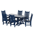 Ensemble de salle à manger d'extérieur Polytrends Laguna en PEHD, toutes saisons, avec table rectangulaire et chaises d'appoint (7 pièces)