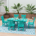 Ensemble de salle à manger d'extérieur Polytrends Laguna en PEHD, toutes saisons, avec table rectangulaire et chaises d'appoint (7 pièces)