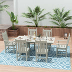 Ensemble de salle à manger d'extérieur Polytrends Laguna en PEHD, toutes saisons, avec table rectangulaire et chaises d'appoint (7 pièces)