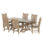 Ensemble de salle à manger d'extérieur Polytrends Laguna en PEHD, toutes saisons, avec table rectangulaire et chaises d'appoint (7 pièces)