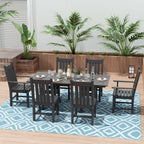 Ensemble de salle à manger d'extérieur Polytrends Laguna en PEHD, toutes saisons, avec table rectangulaire et chaises d'appoint (7 pièces)
