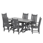 Ensemble de salle à manger d'extérieur Polytrends Laguna en PEHD, toutes saisons, avec table rectangulaire et chaises d'appoint (7 pièces)