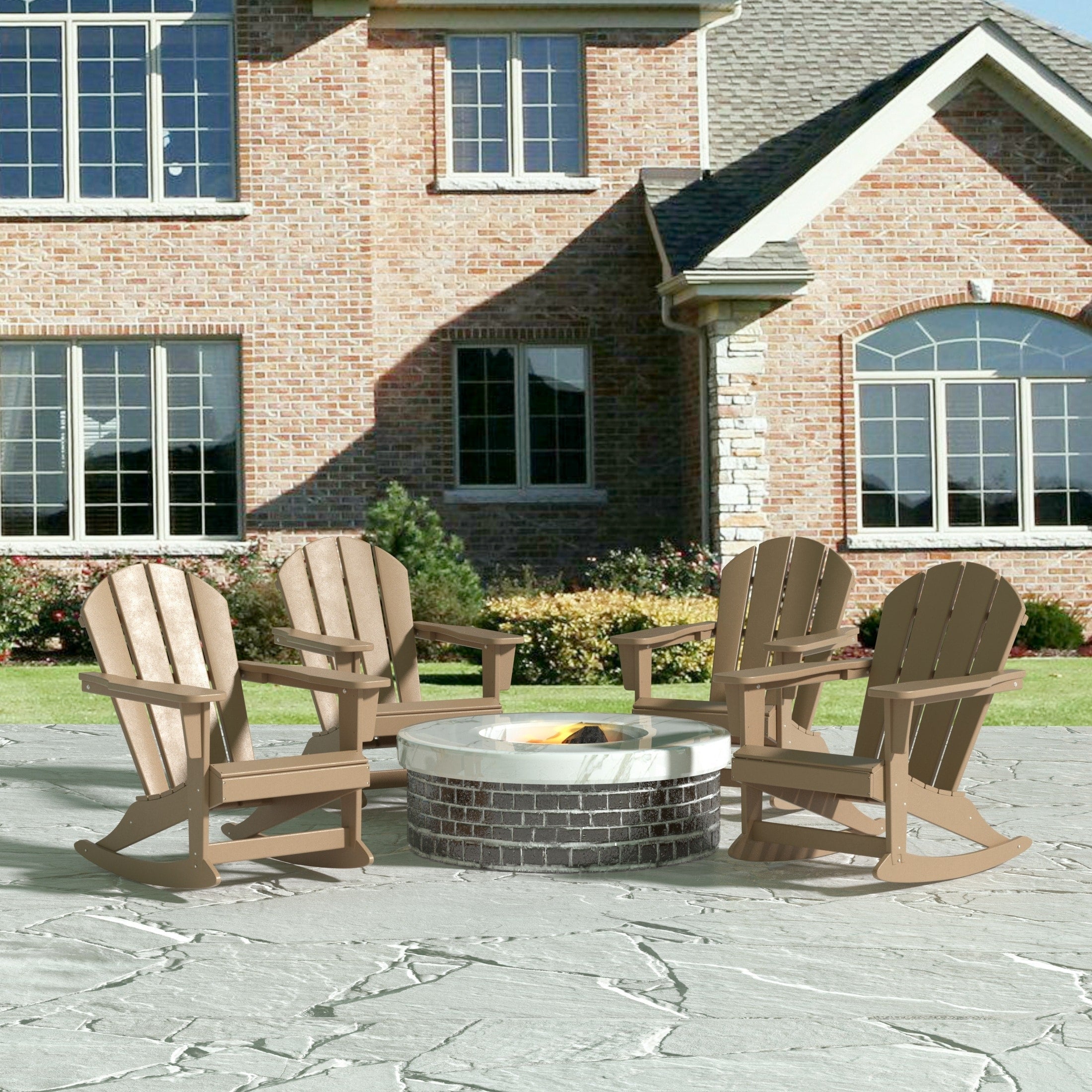 Chaises à bascule d'extérieur Polytrends Laguna en PEHD toutes saisons (lot de 4)