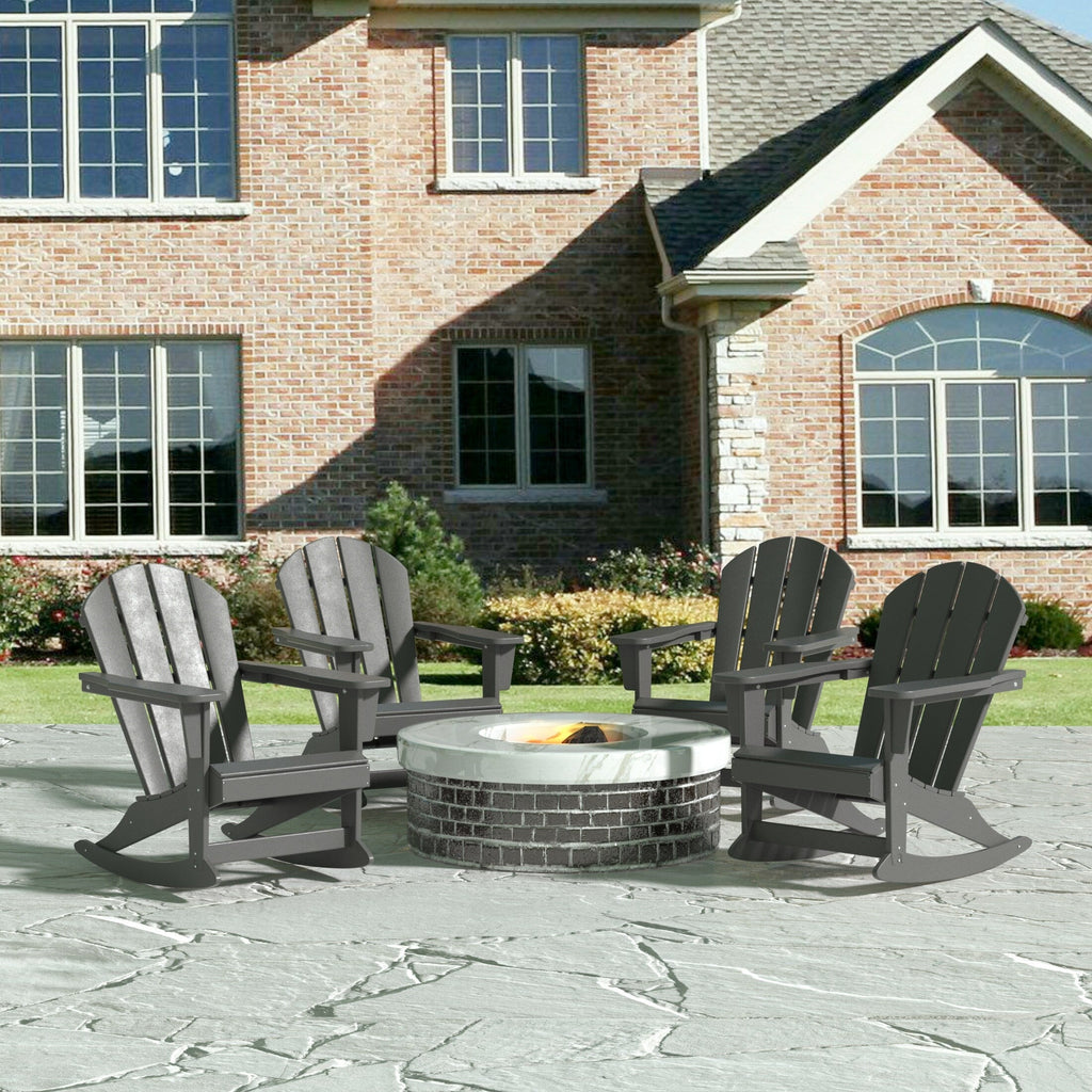 Chaises à bascule d'extérieur Polytrends Laguna en PEHD toutes saisons (lot de 4)