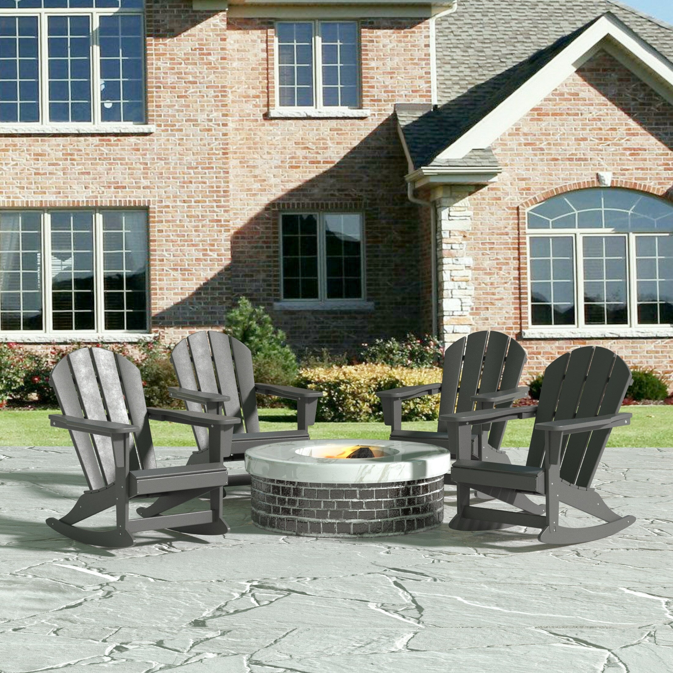 Chaises à bascule d'extérieur Polytrends Laguna en PEHD toutes saisons (lot de 4)