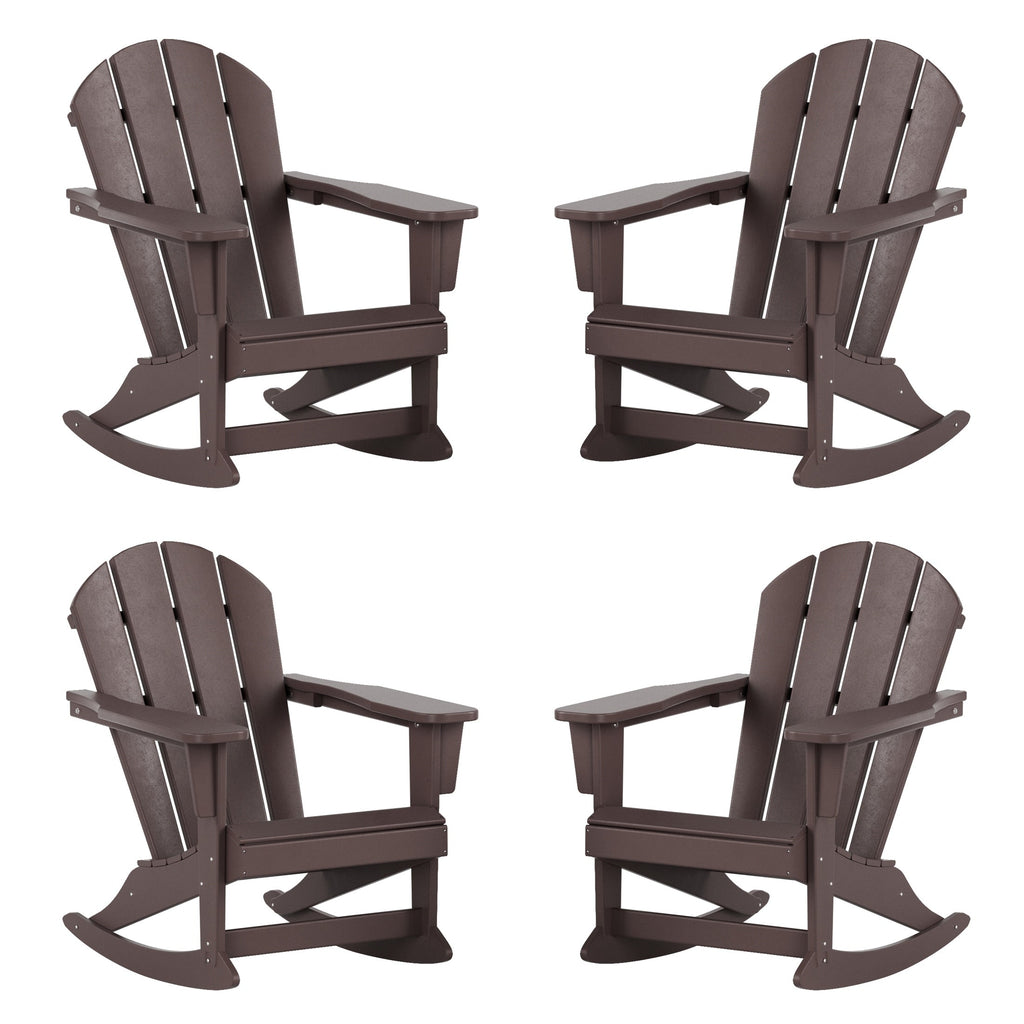 Chaises à bascule d'extérieur Polytrends Laguna en PEHD toutes saisons (lot de 4)
