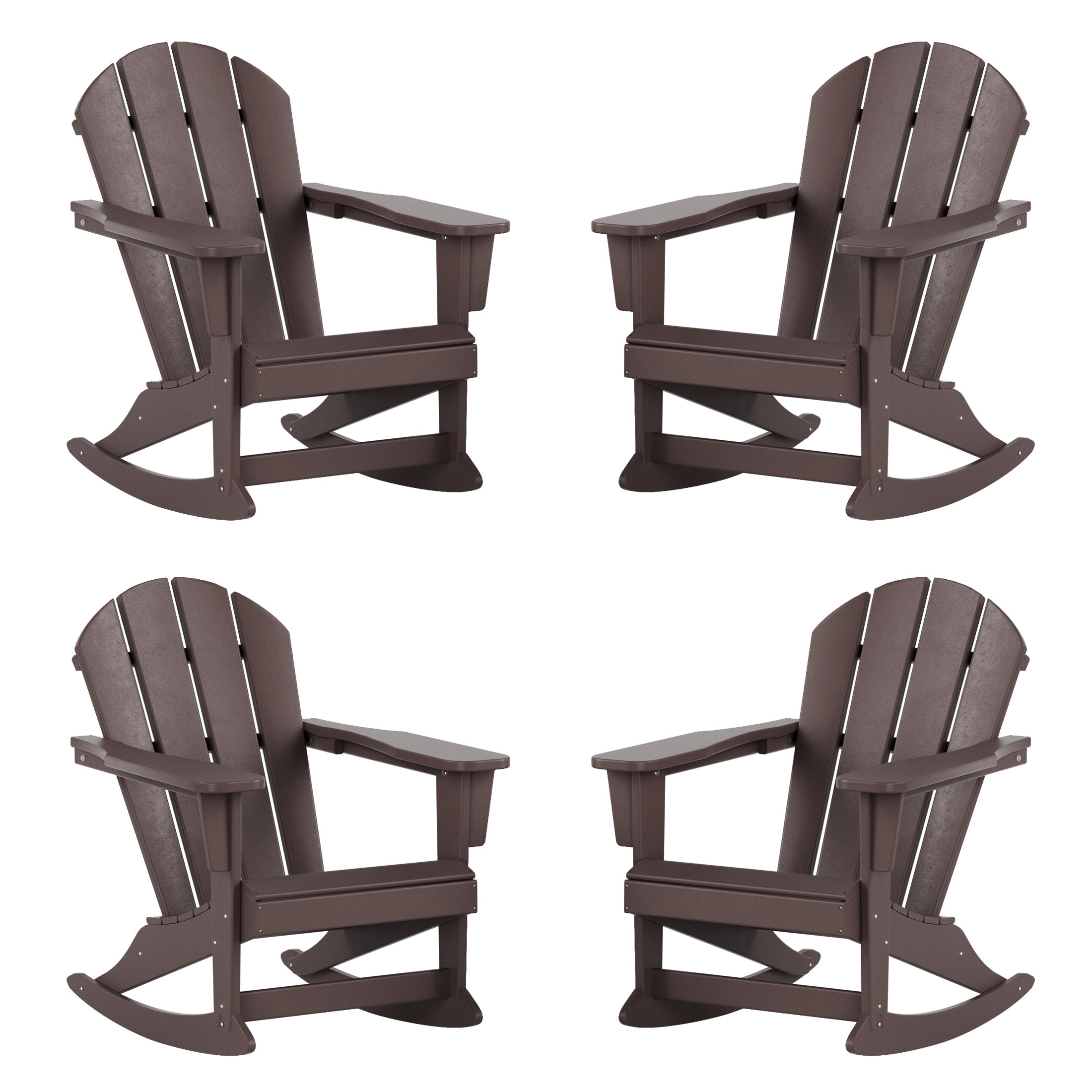 Chaises à bascule d'extérieur Polytrends Laguna en PEHD toutes saisons (lot de 4)