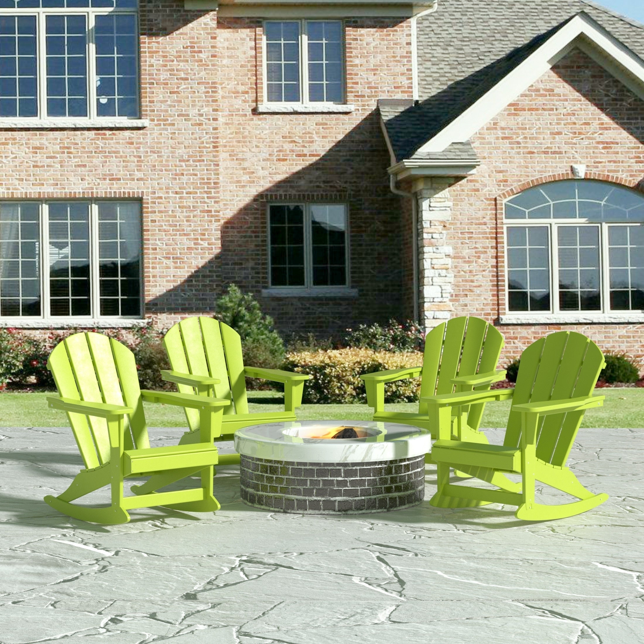 Chaises à bascule d'extérieur Polytrends Laguna en PEHD toutes saisons (lot de 4)