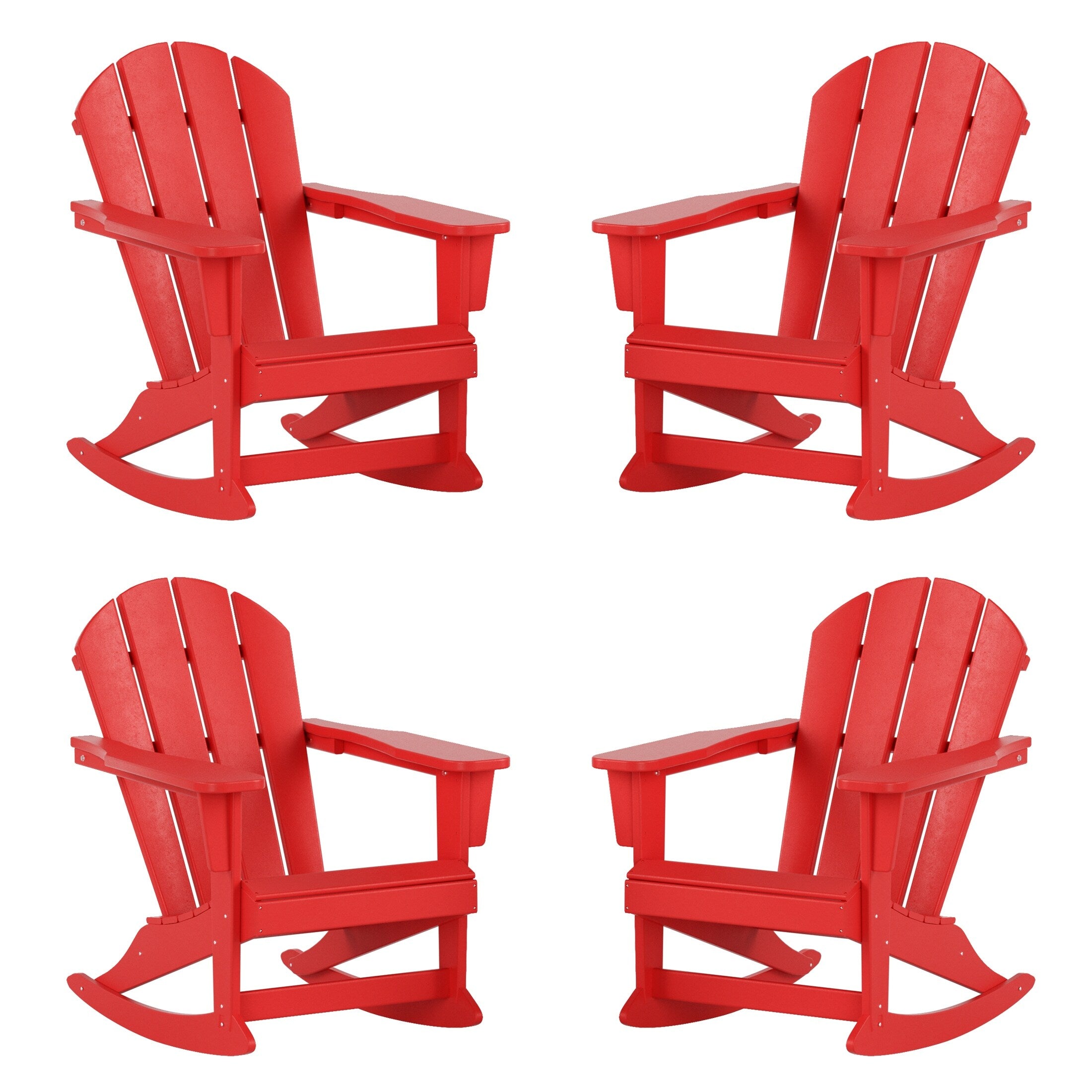 Chaises à bascule d'extérieur Polytrends Laguna en PEHD toutes saisons (lot de 4)