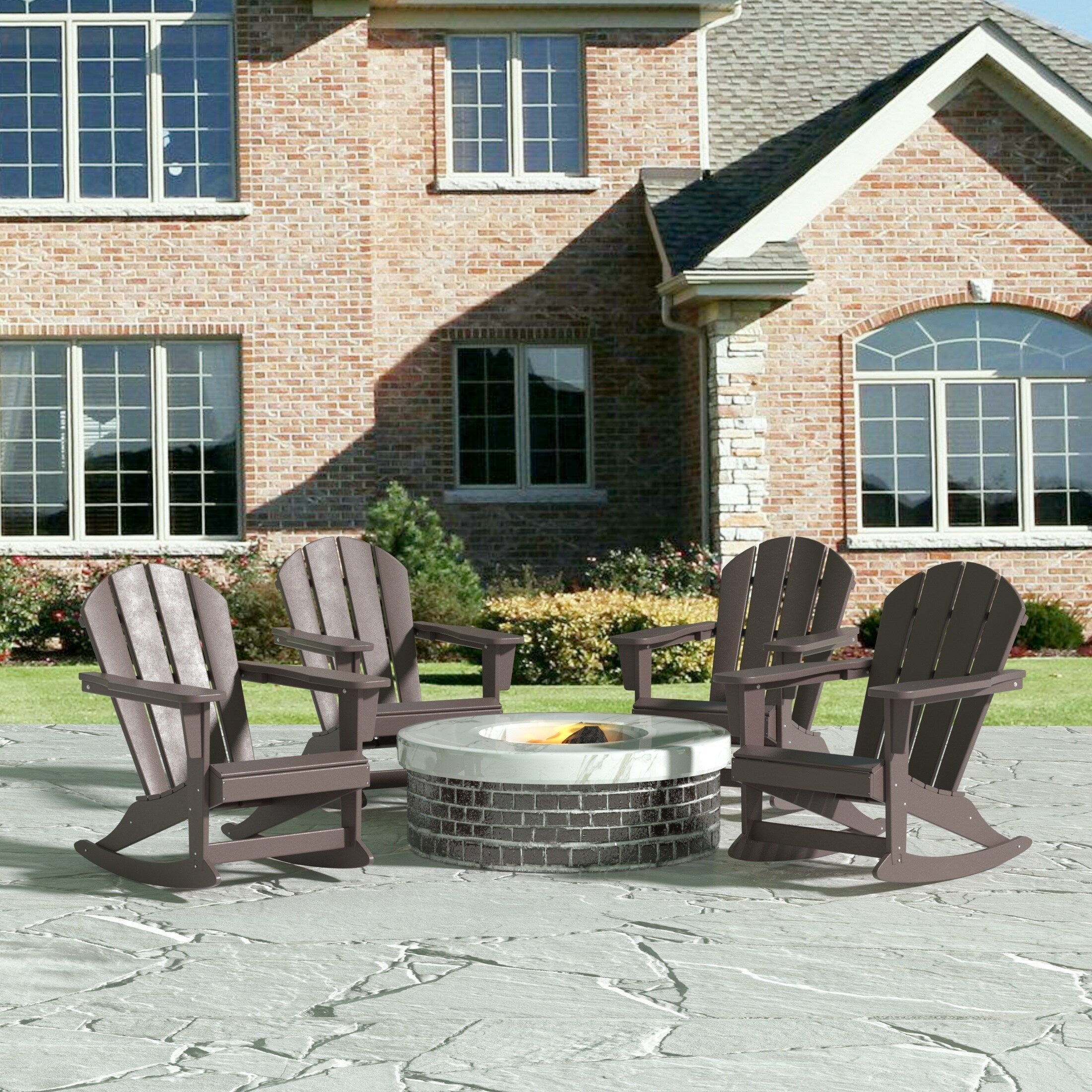 Chaises à bascule d'extérieur Polytrends Laguna en PEHD toutes saisons (lot de 4)