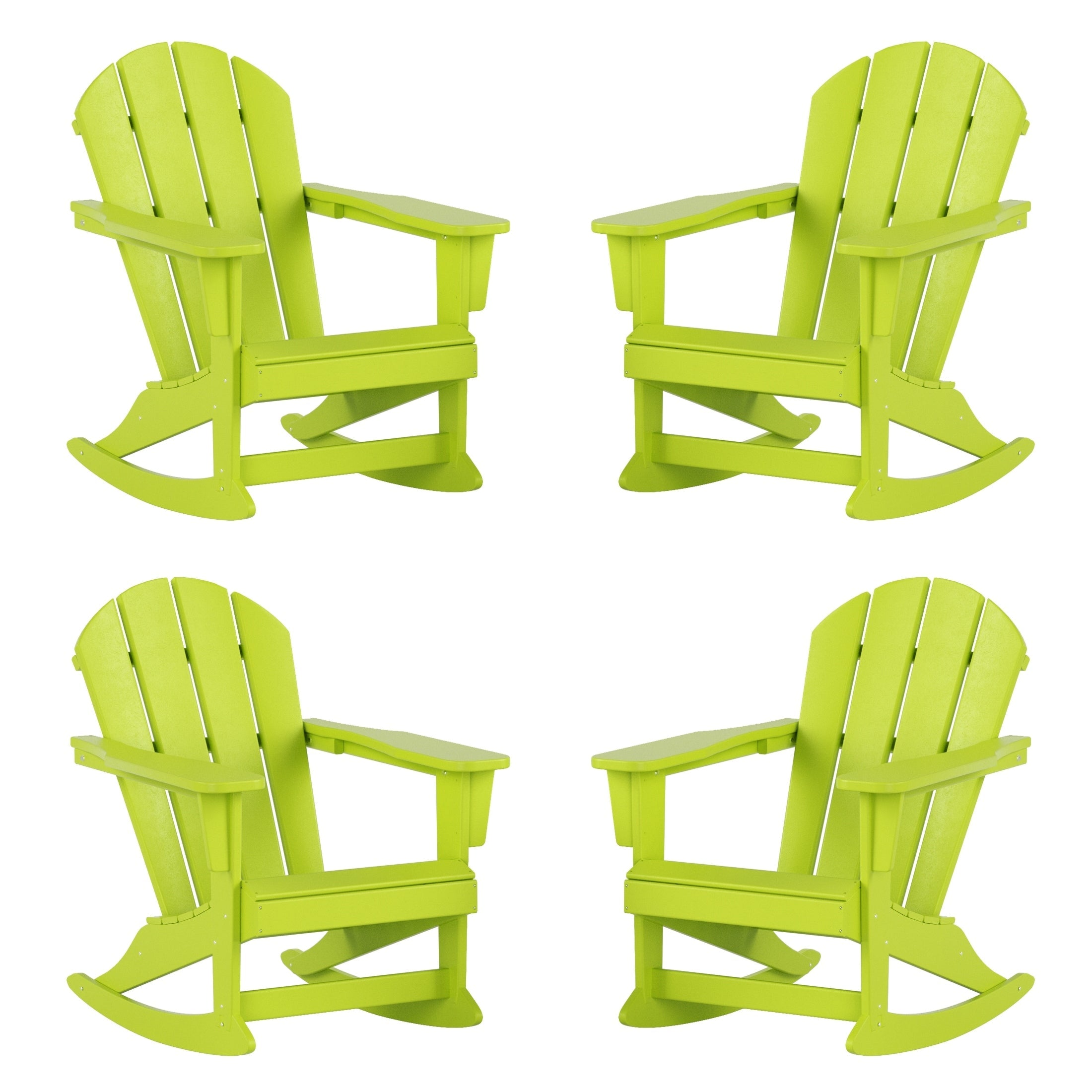 Chaises à bascule d'extérieur Polytrends Laguna en PEHD toutes saisons (lot de 4)