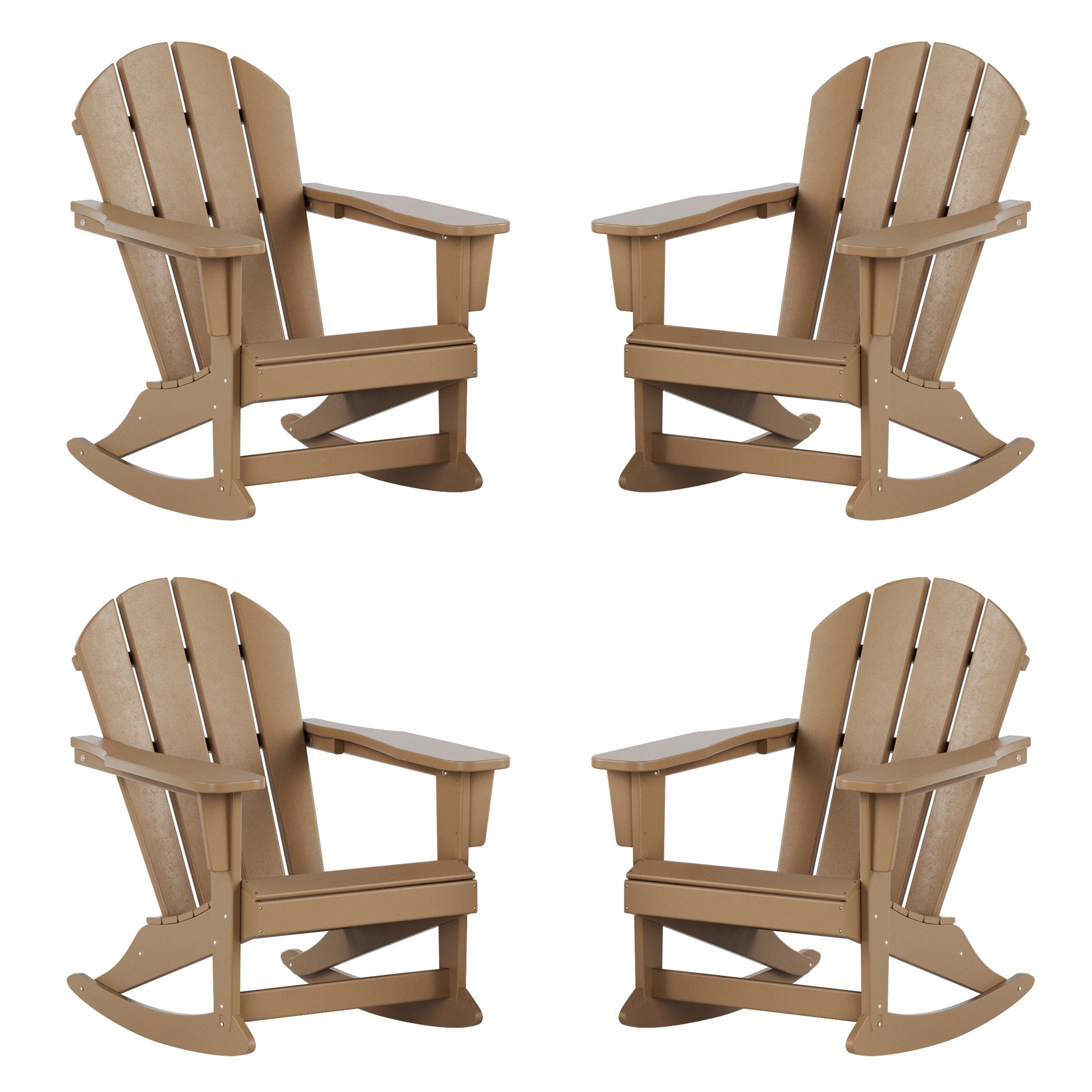 Chaises à bascule d'extérieur Polytrends Laguna en PEHD toutes saisons (lot de 4)
