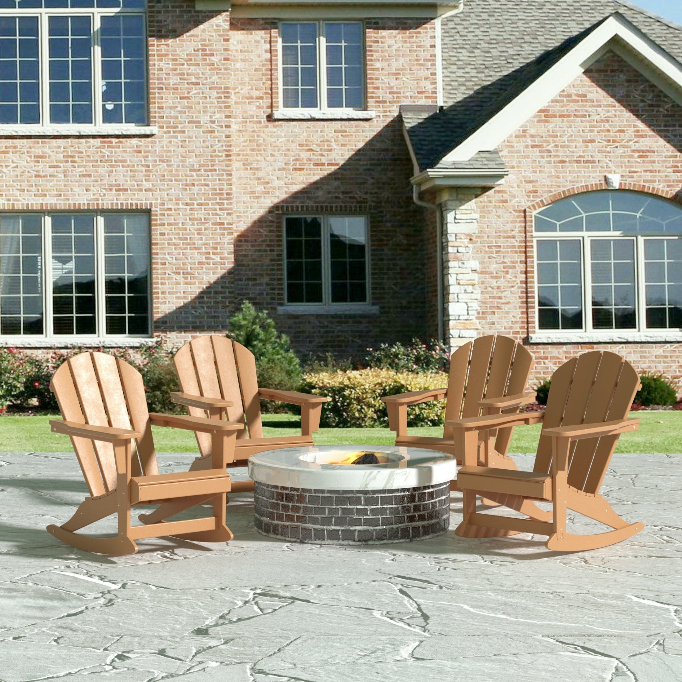 Chaises à bascule d'extérieur Polytrends Laguna en PEHD toutes saisons (lot de 4)