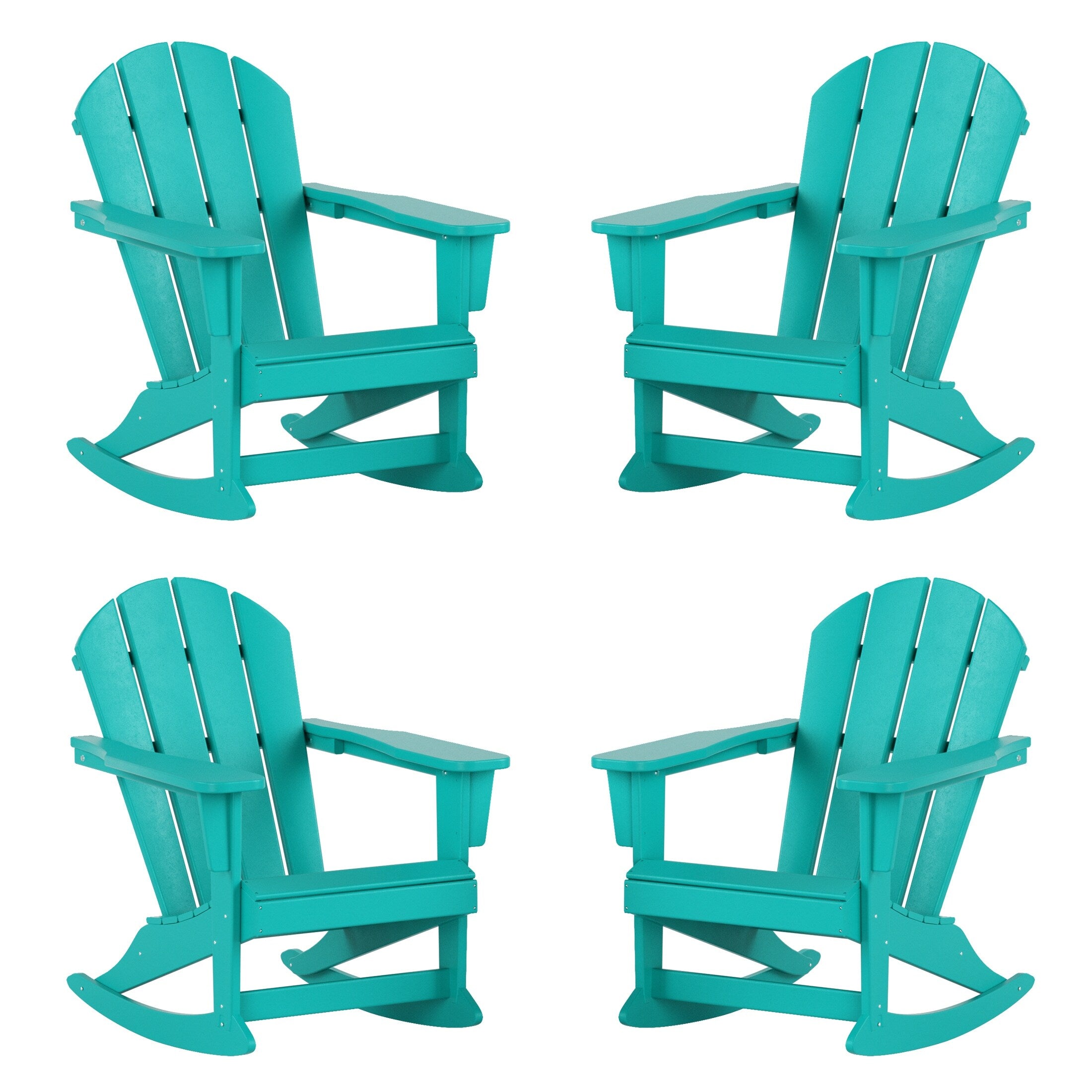Chaises à bascule d'extérieur Polytrends Laguna en PEHD toutes saisons (lot de 4)