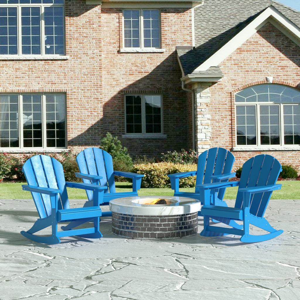 Chaises à bascule d'extérieur Polytrends Laguna en PEHD toutes saisons (lot de 4)