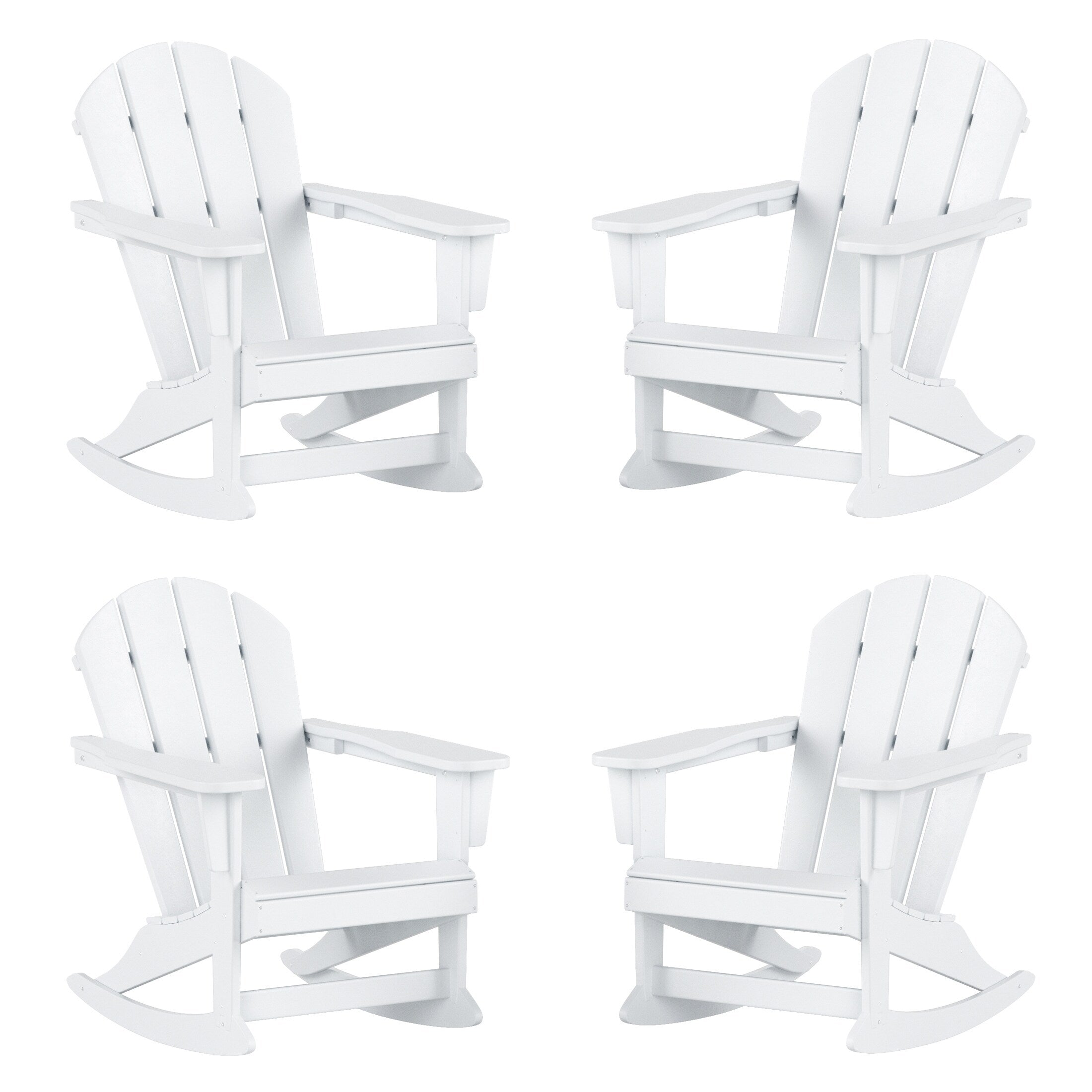 Chaises à bascule d'extérieur Polytrends Laguna en PEHD toutes saisons (lot de 4)