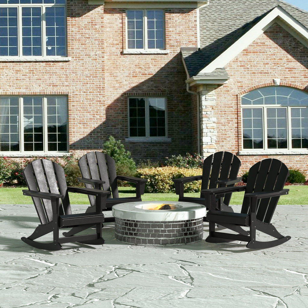Chaises à bascule d'extérieur Polytrends Laguna en PEHD toutes saisons (lot de 4)