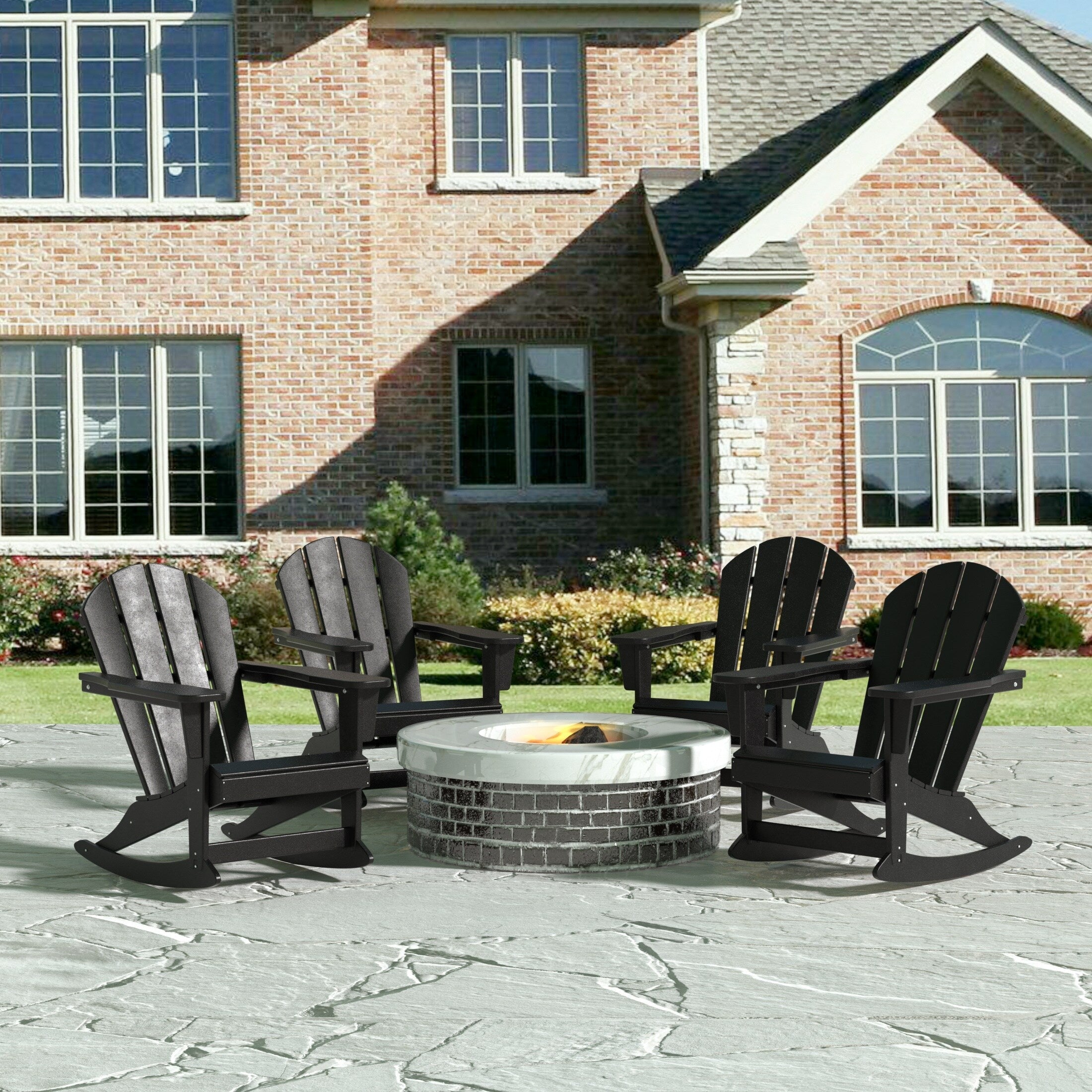 Chaises à bascule d'extérieur Polytrends Laguna en PEHD toutes saisons (lot de 4)