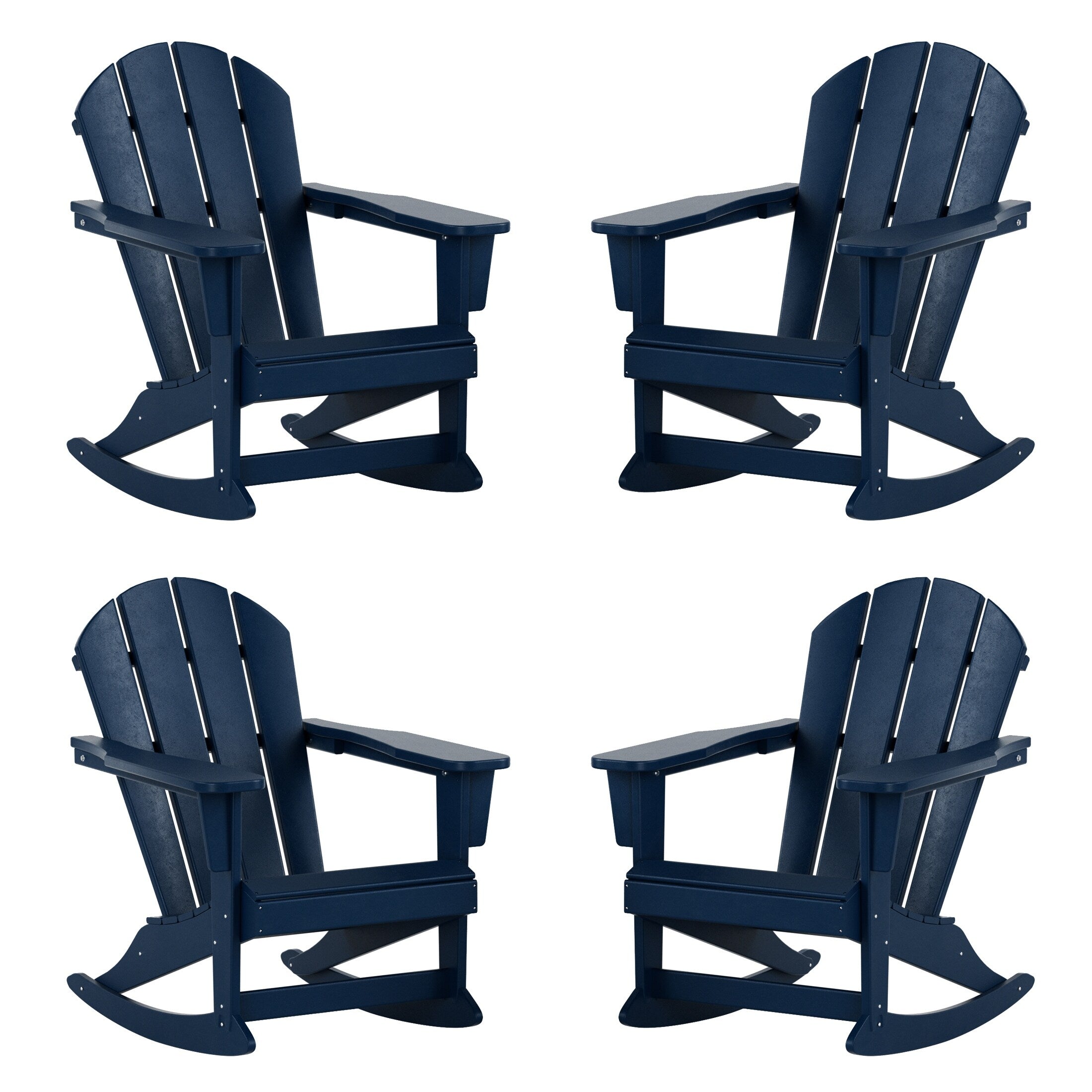 Chaises à bascule d'extérieur Polytrends Laguna en PEHD toutes saisons (lot de 4)