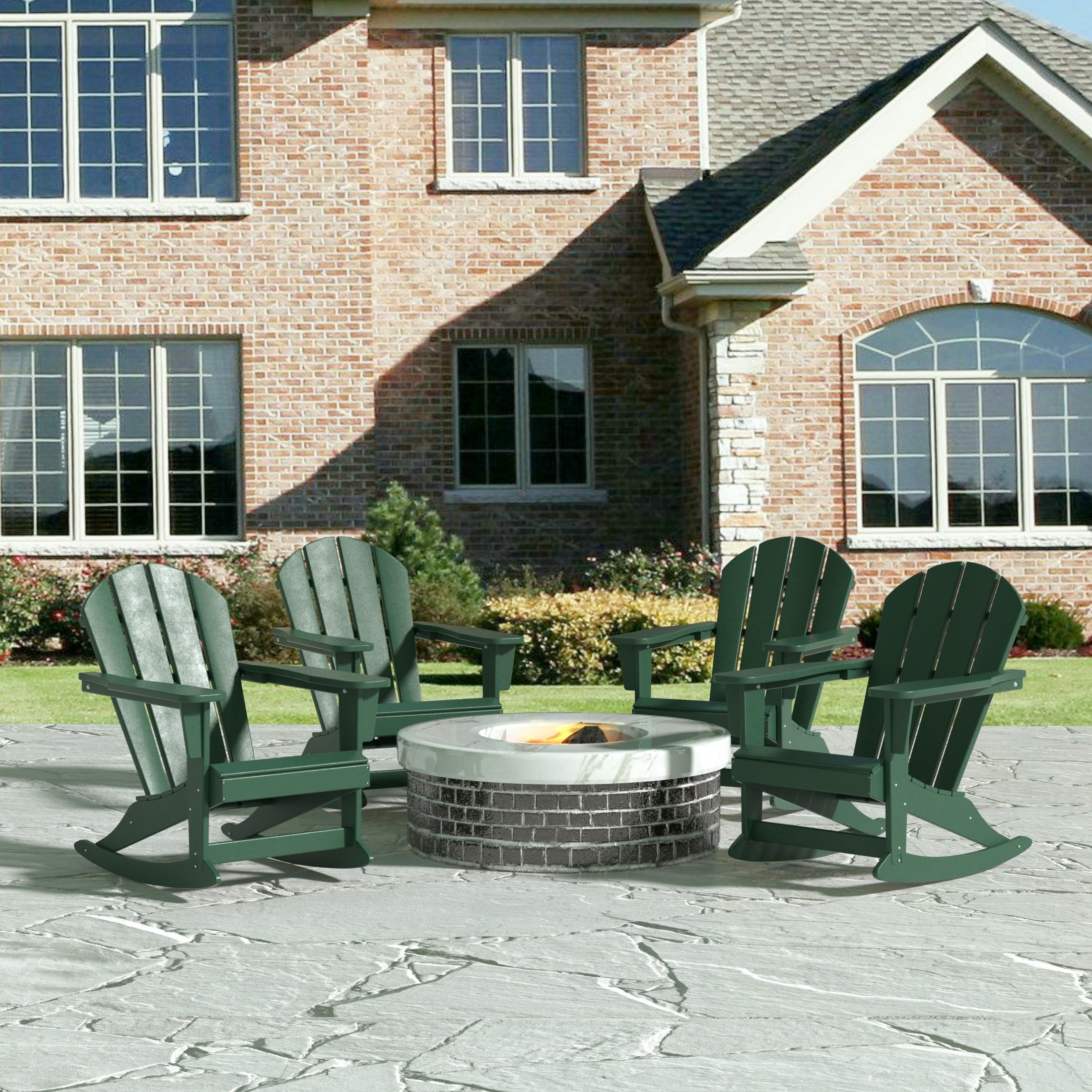 Chaises à bascule d'extérieur Polytrends Laguna en PEHD toutes saisons (lot de 4)