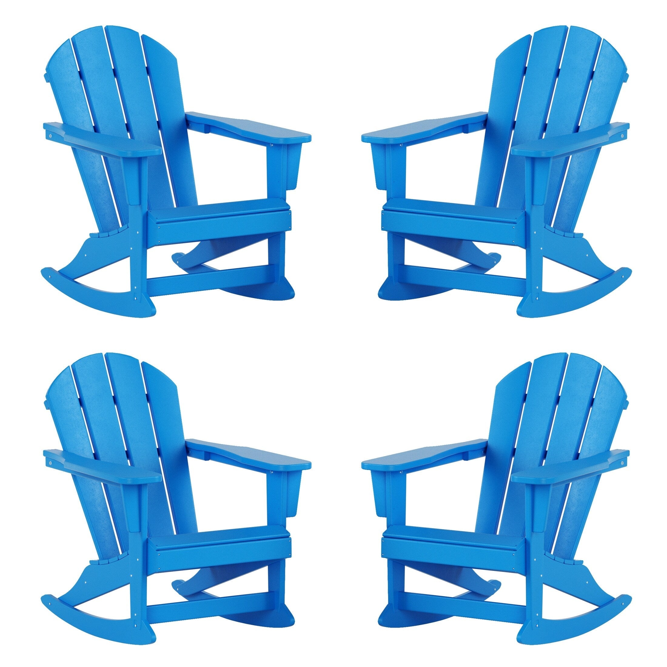 Chaises à bascule d'extérieur Polytrends Laguna en PEHD toutes saisons (lot de 4)