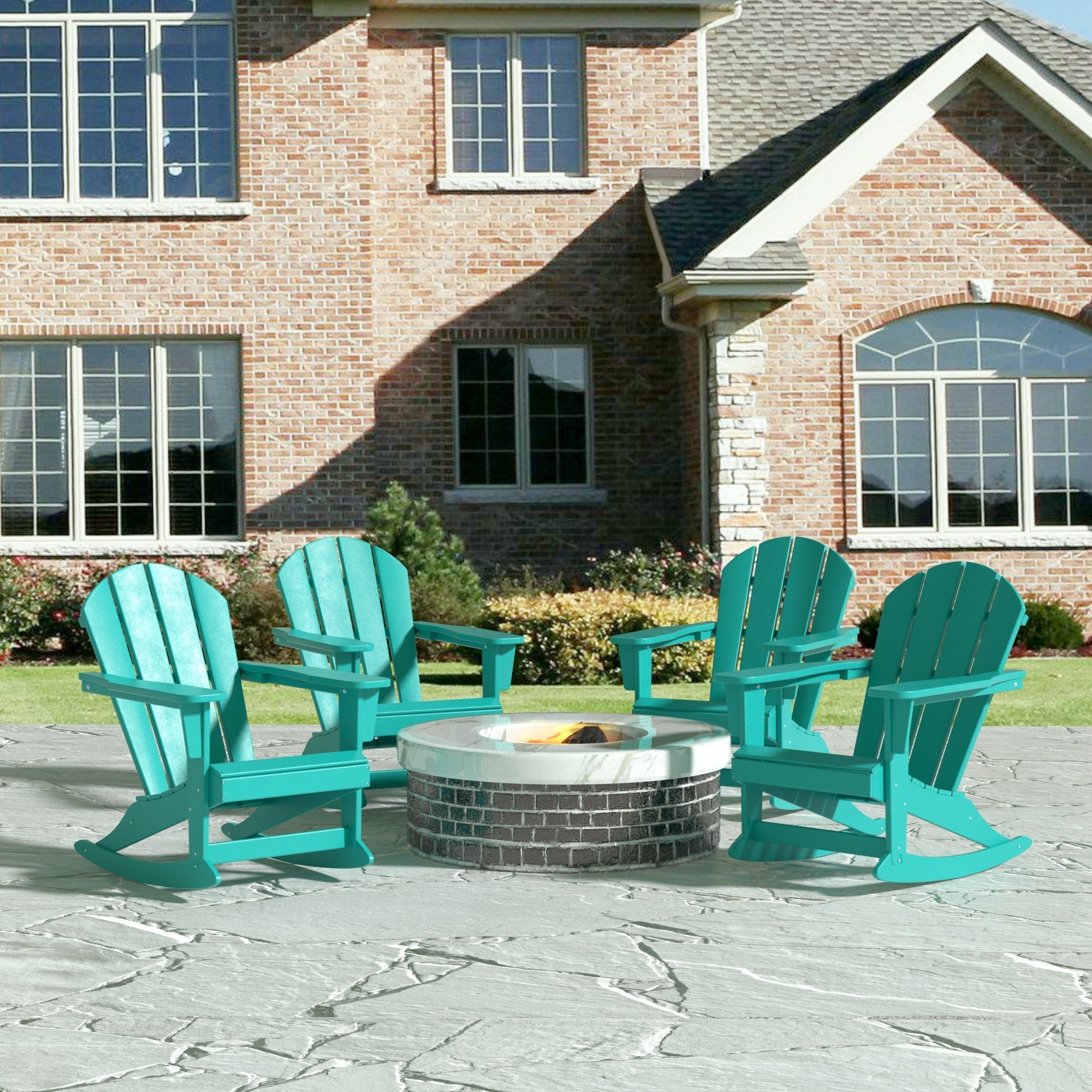 Chaises à bascule d'extérieur Polytrends Laguna en PEHD toutes saisons (lot de 4)