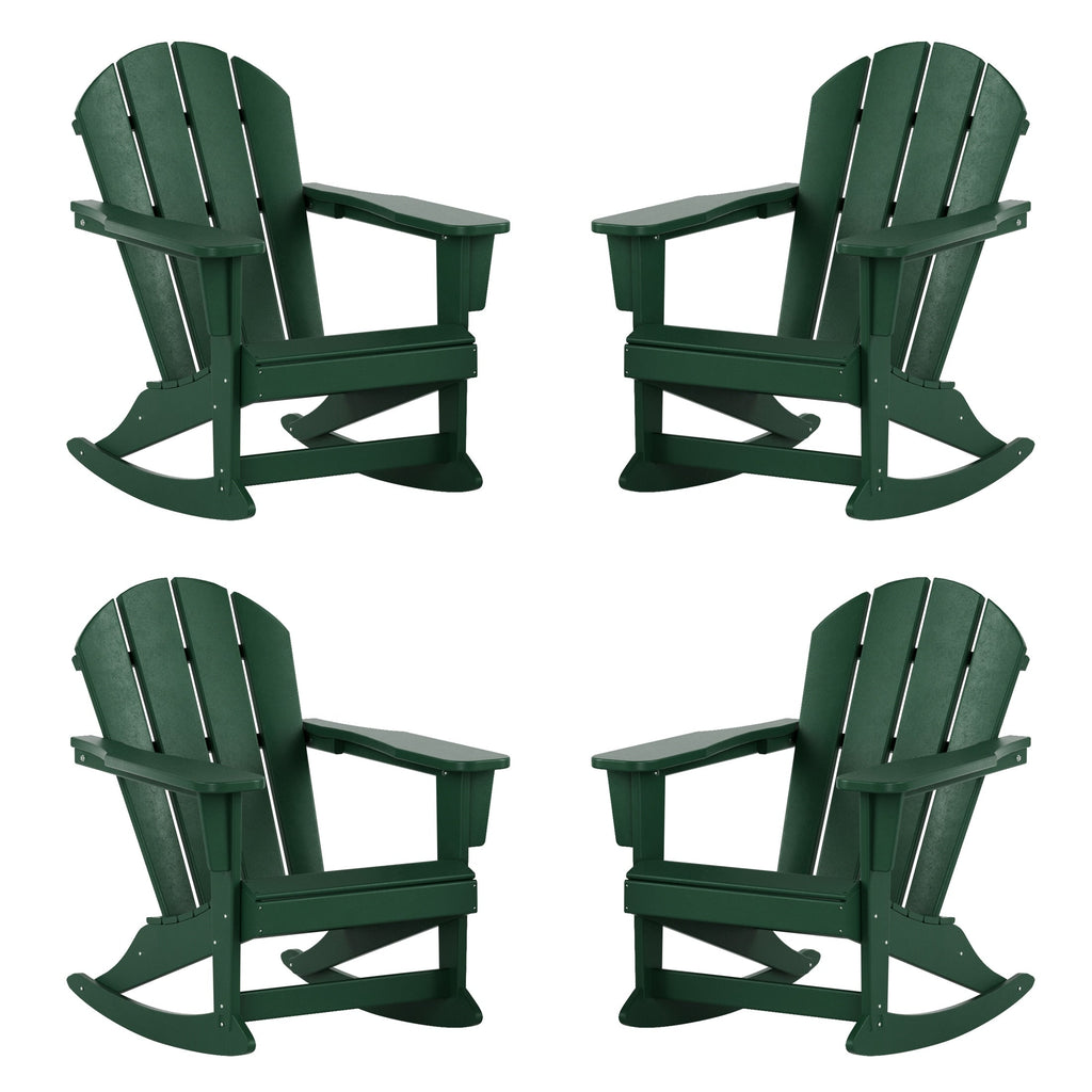 Chaises à bascule d'extérieur Polytrends Laguna en PEHD toutes saisons (lot de 4)