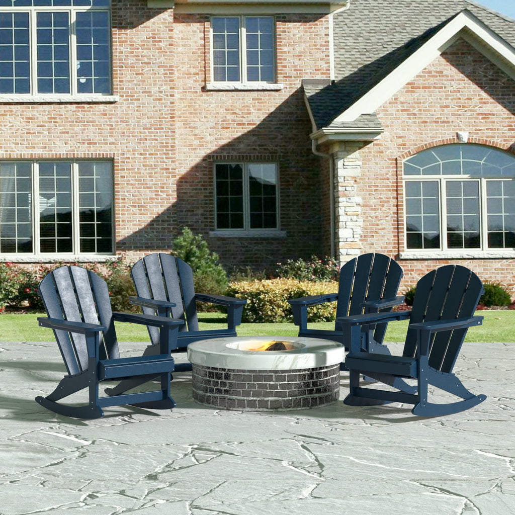 Chaises à bascule d'extérieur Polytrends Laguna en PEHD toutes saisons (lot de 4)