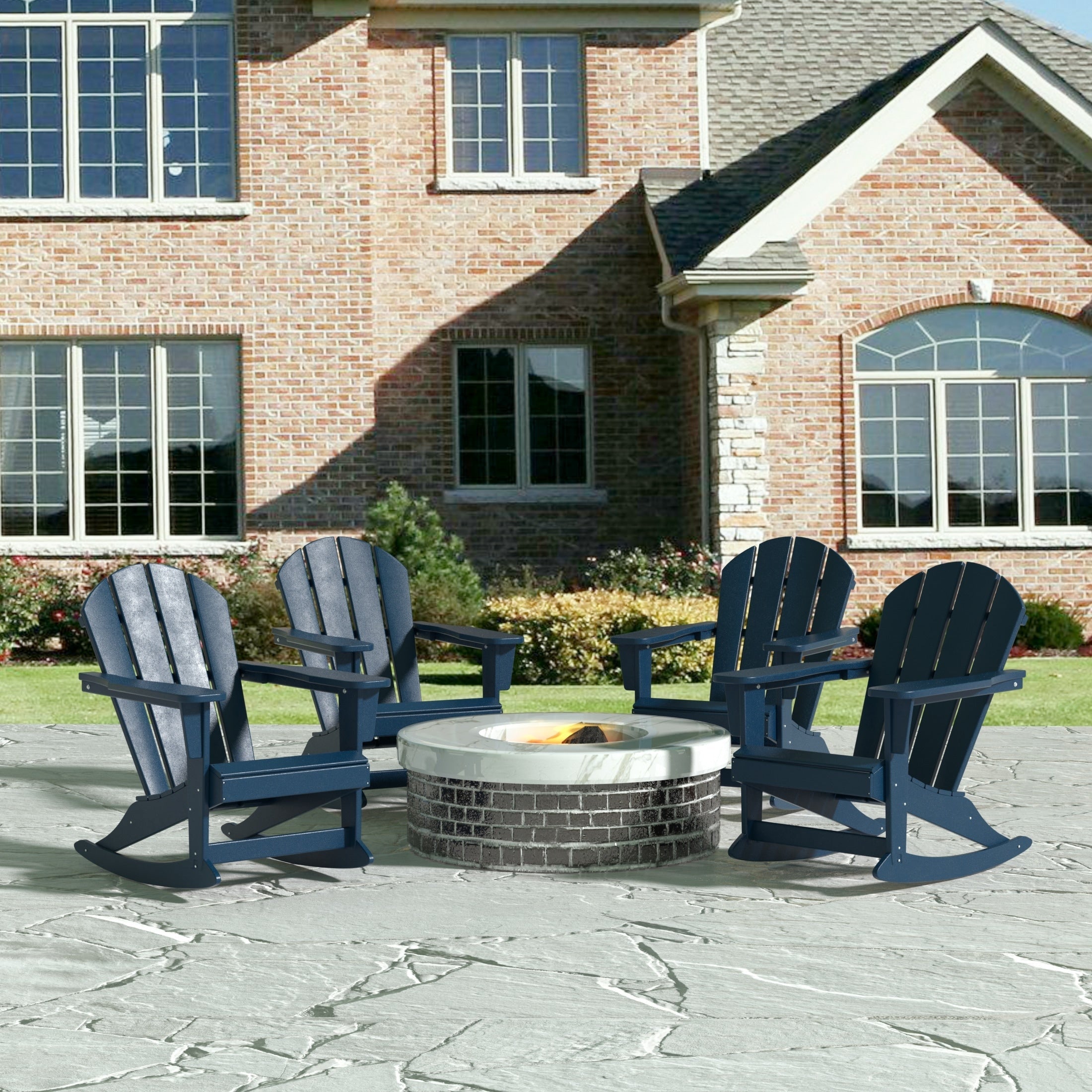 Chaises à bascule d'extérieur Polytrends Laguna en PEHD toutes saisons (lot de 4)