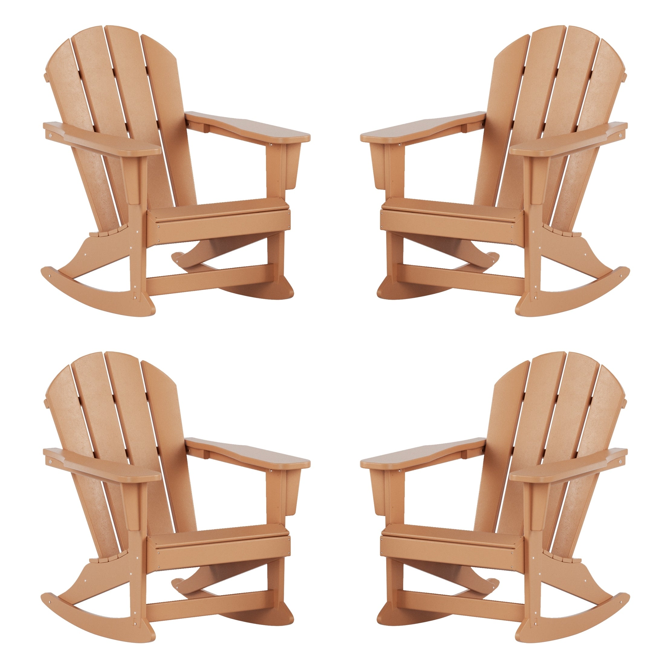 Chaises à bascule d'extérieur Polytrends Laguna en PEHD toutes saisons (lot de 4)