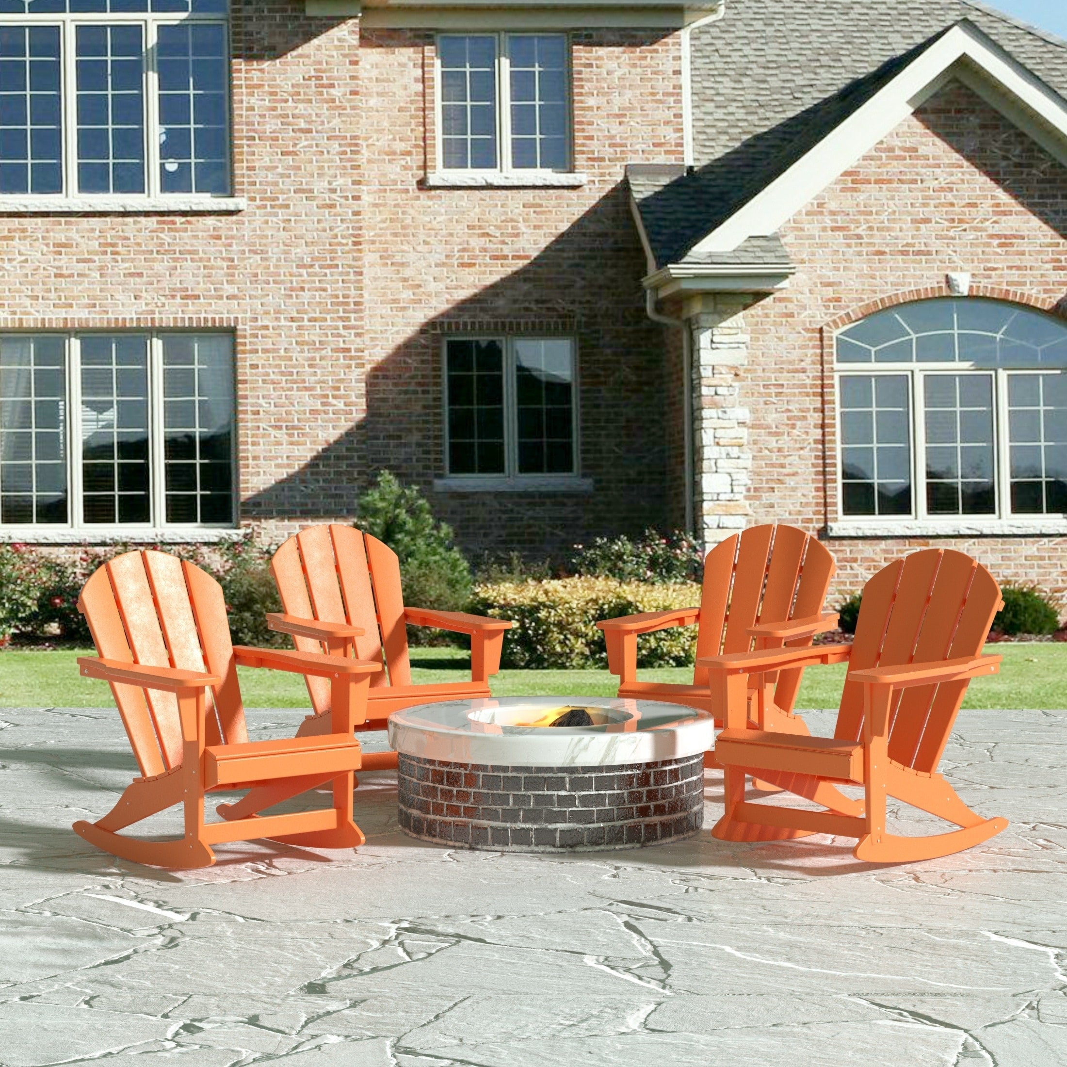 Chaises à bascule d'extérieur Polytrends Laguna en PEHD toutes saisons (lot de 4)