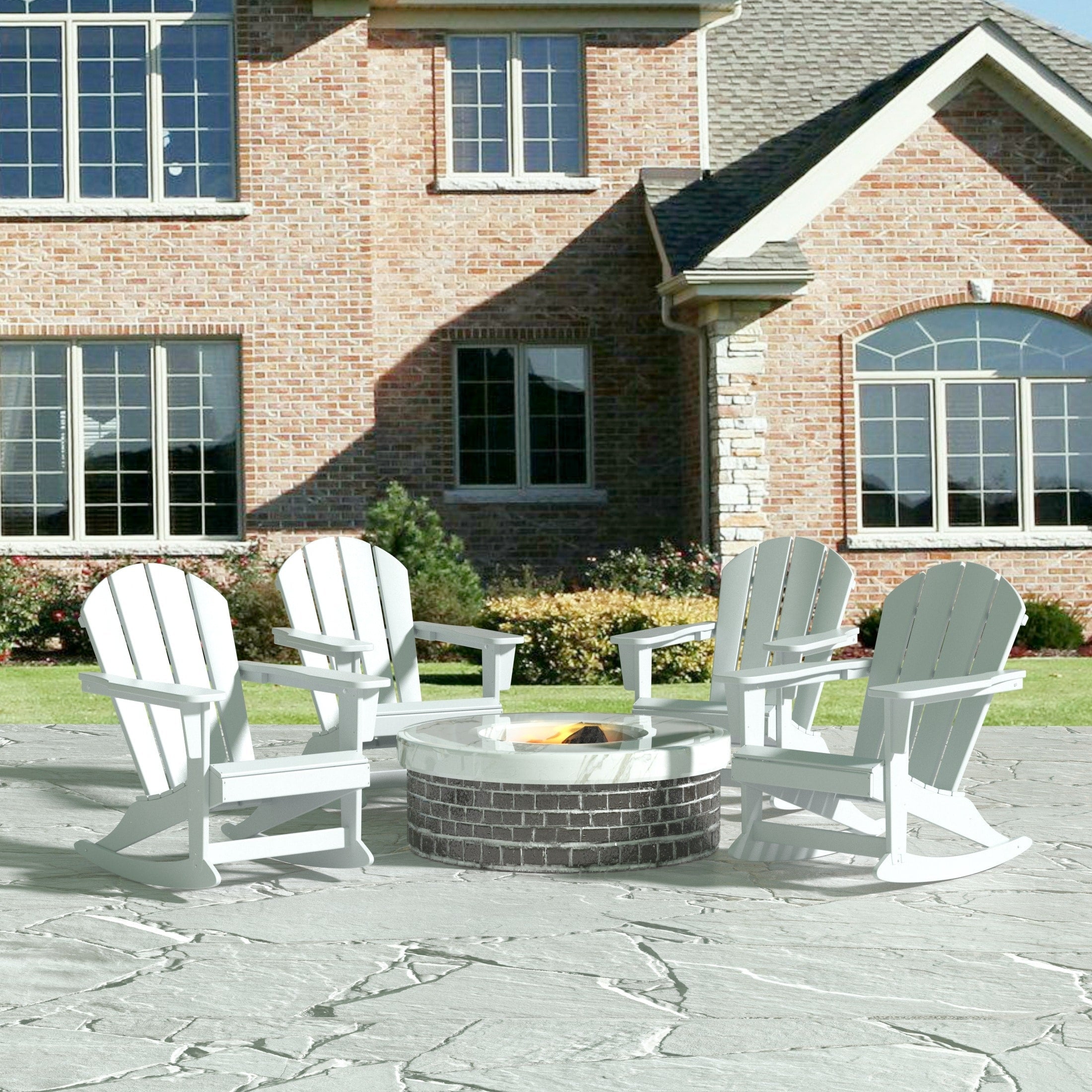 Chaises à bascule d'extérieur Polytrends Laguna en PEHD toutes saisons (lot de 4)