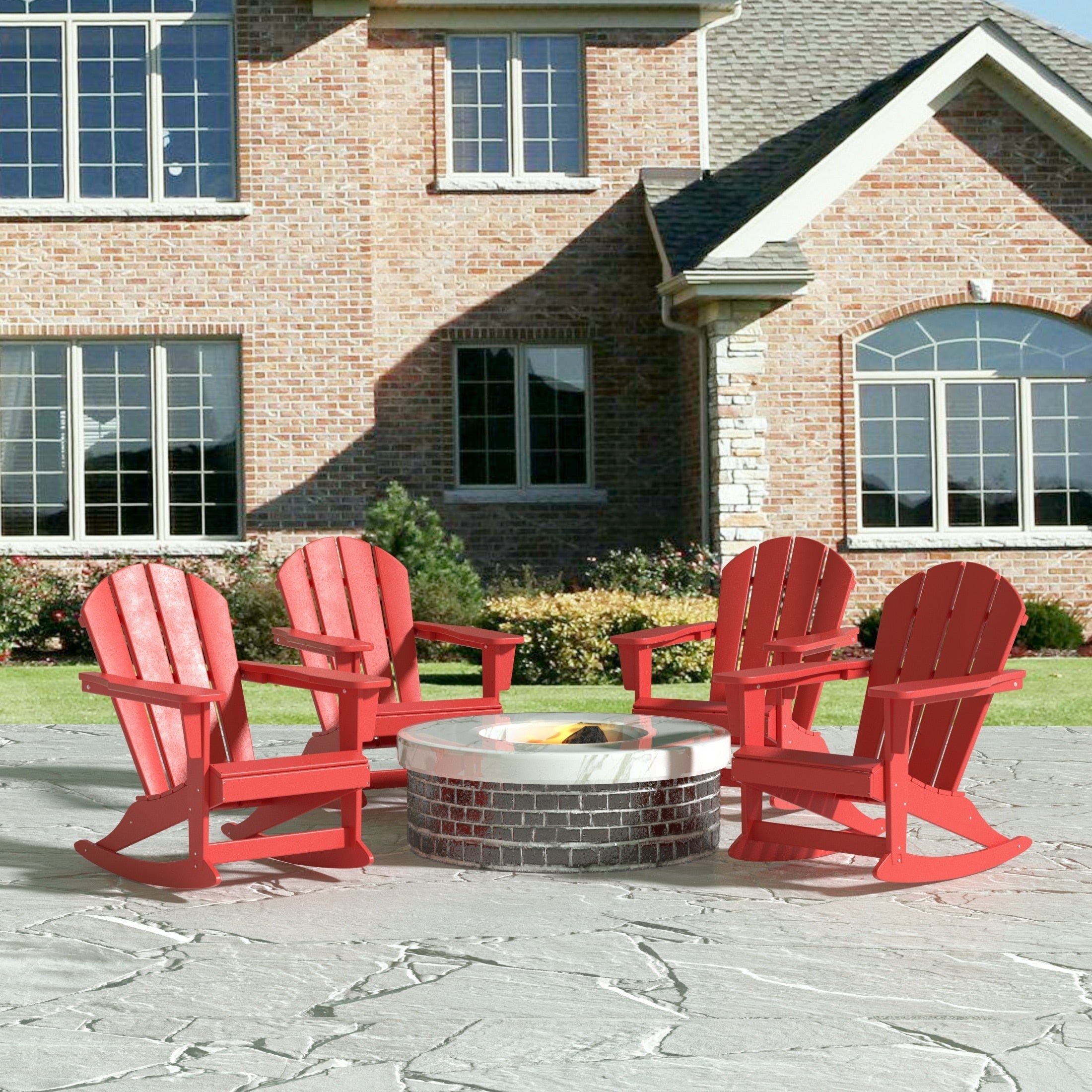 Chaises à bascule d'extérieur Polytrends Laguna en PEHD toutes saisons (lot de 4)