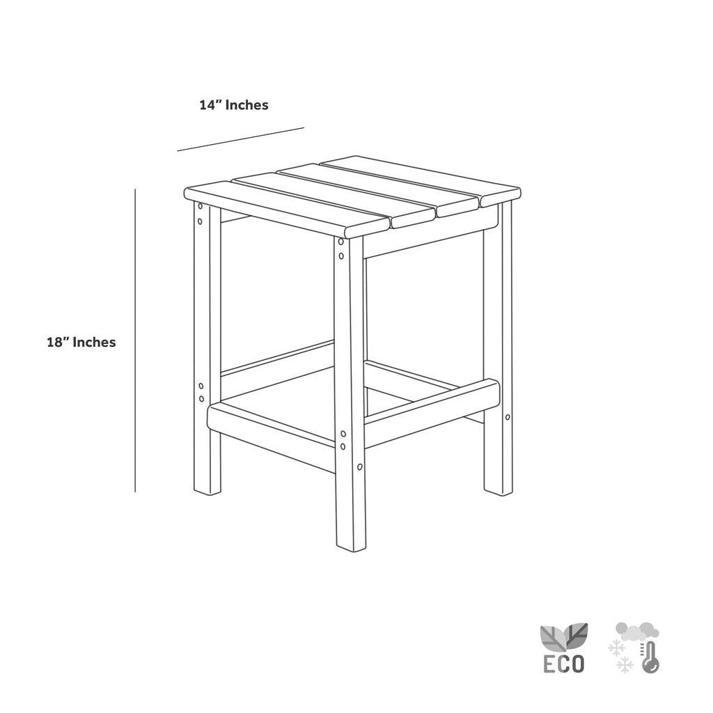 Chaise Adirondack pliable Polytrends Laguna en PEHD, toutes saisons, avec table d'appoint (ensemble de 2 pièces)