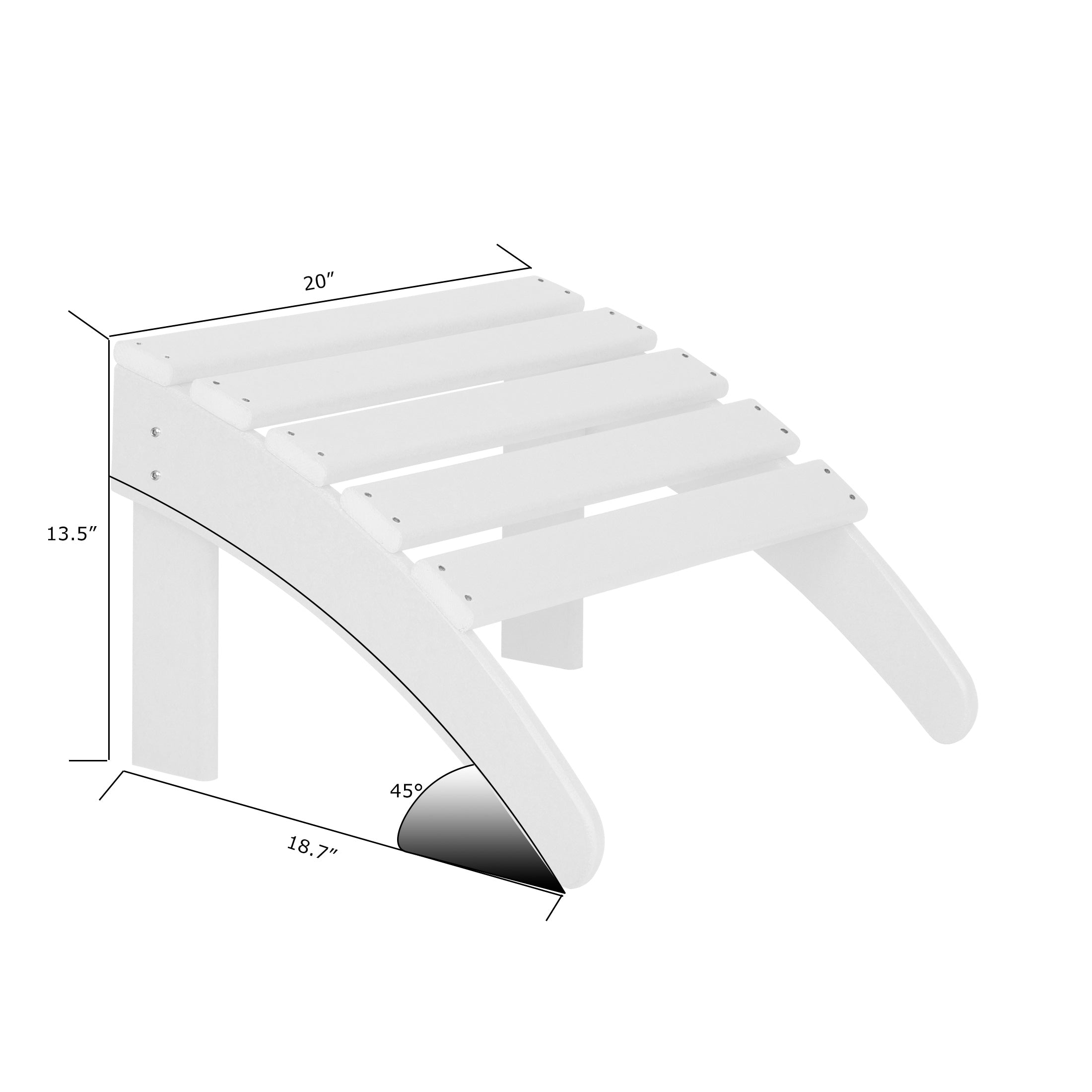 Chaise Adirondack pliable Polytrends Laguna en PEHD, toutes saisons, avec pouf et table d'appoint (ensemble 3 pièces)