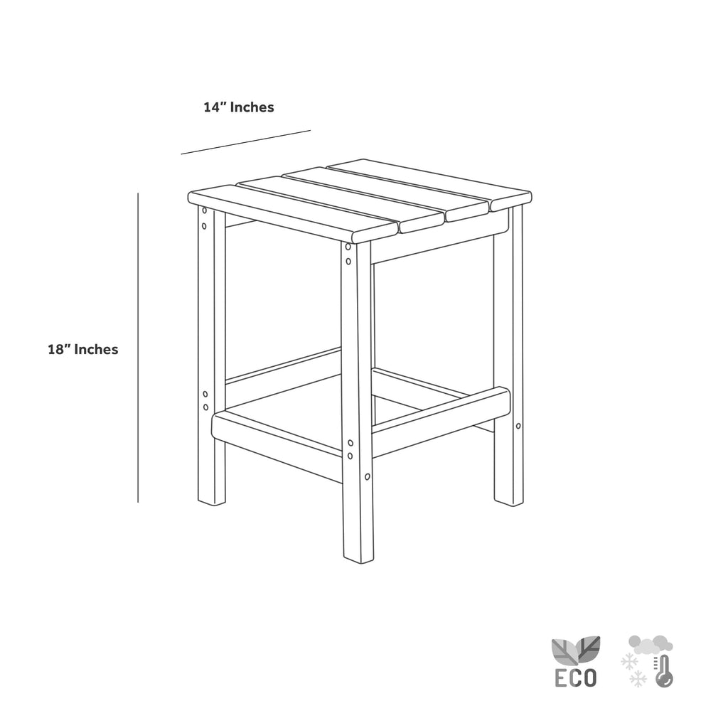 Chaise Adirondack pliable Polytrends Laguna en PEHD, toutes saisons, avec pouf et table d'appoint (ensemble 3 pièces)