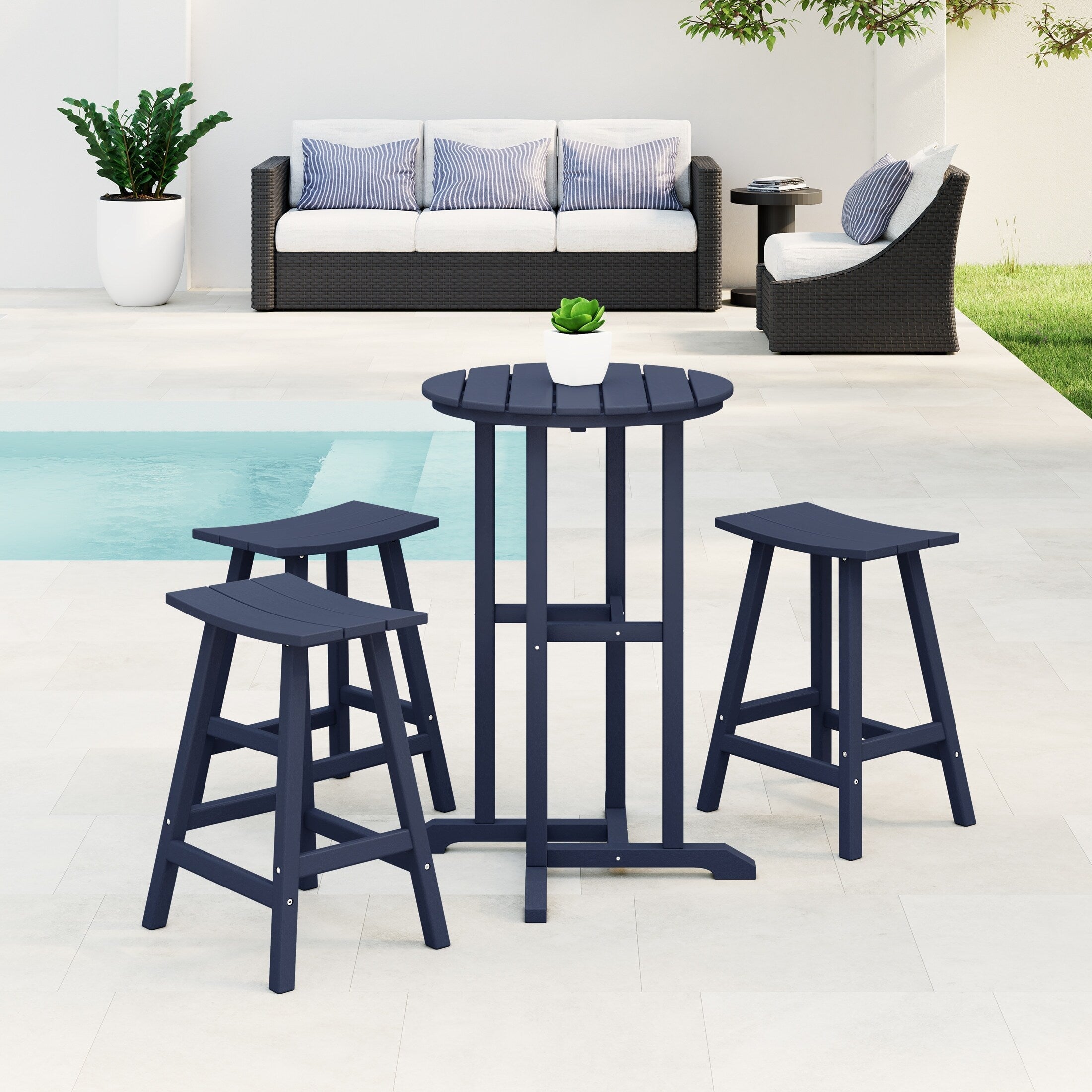 Ensemble de comptoir bistrot Polytrends Laguna en PEHD toutes saisons (4 pièces)