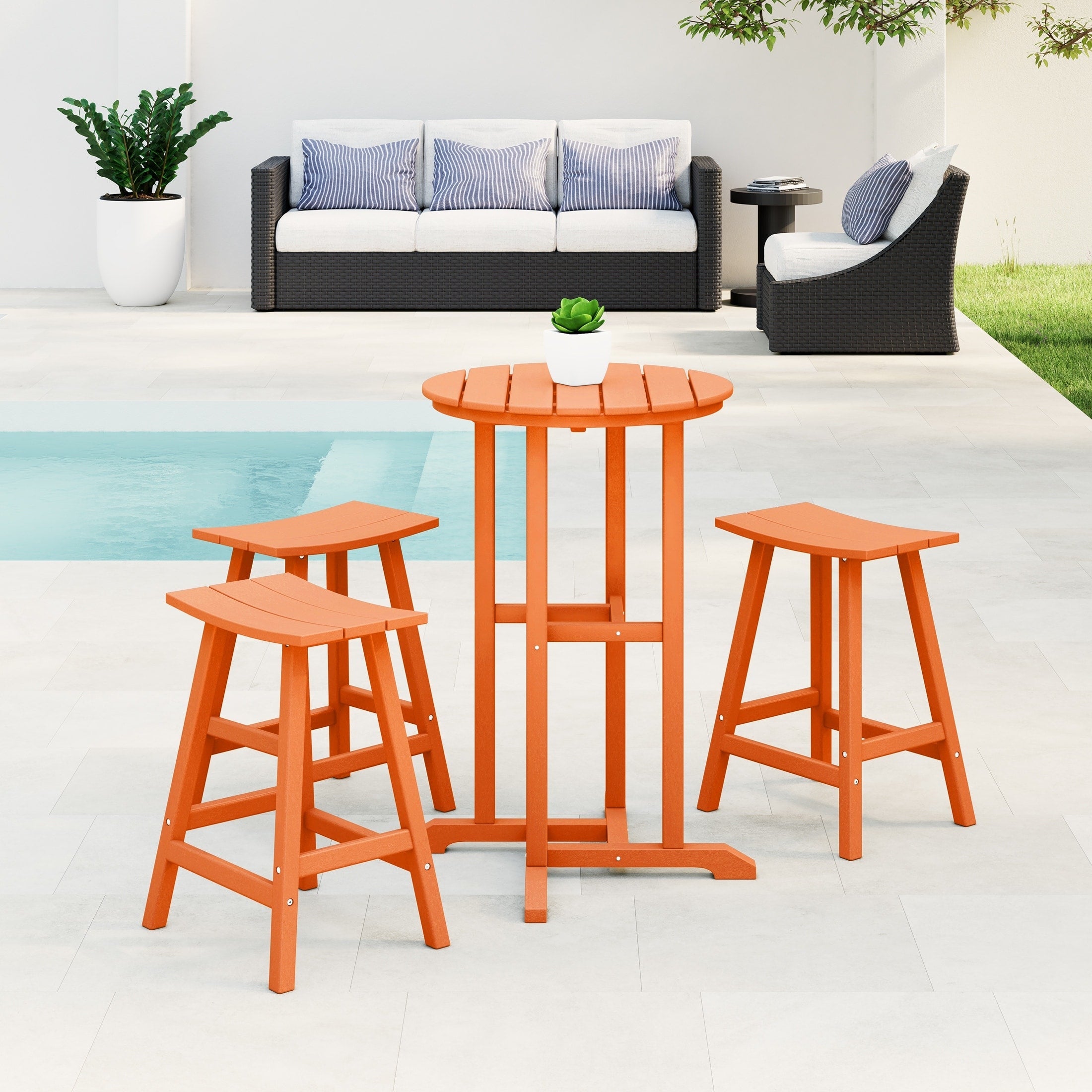 Ensemble de comptoir bistrot Polytrends Laguna en PEHD toutes saisons (4 pièces)