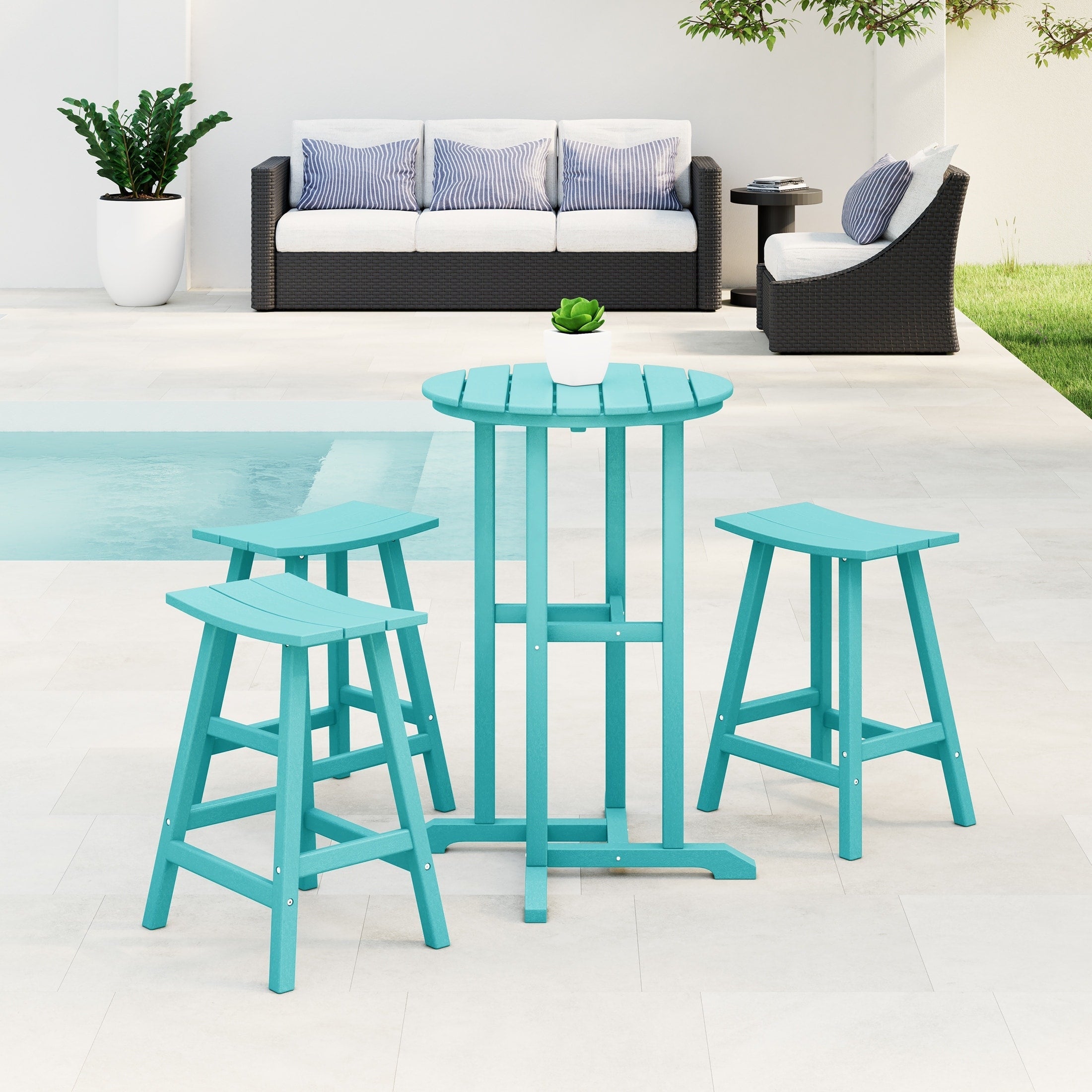 Ensemble de comptoir bistrot Polytrends Laguna en PEHD toutes saisons (4 pièces)