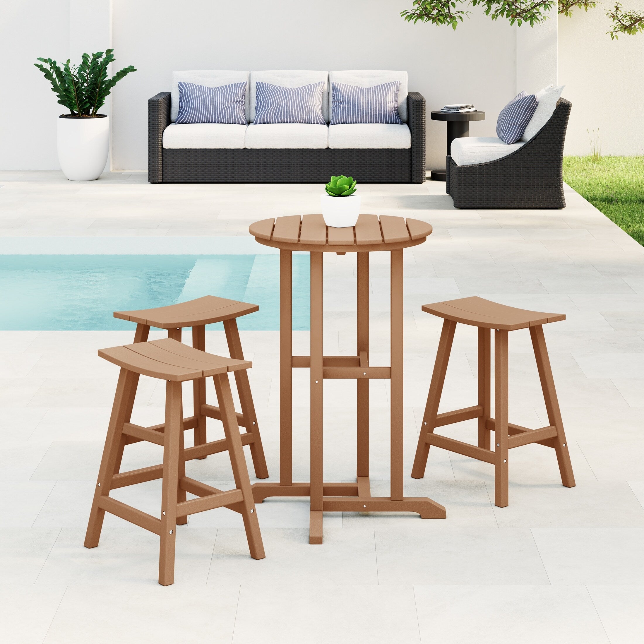 Ensemble de comptoir bistrot Polytrends Laguna en PEHD toutes saisons (4 pièces)