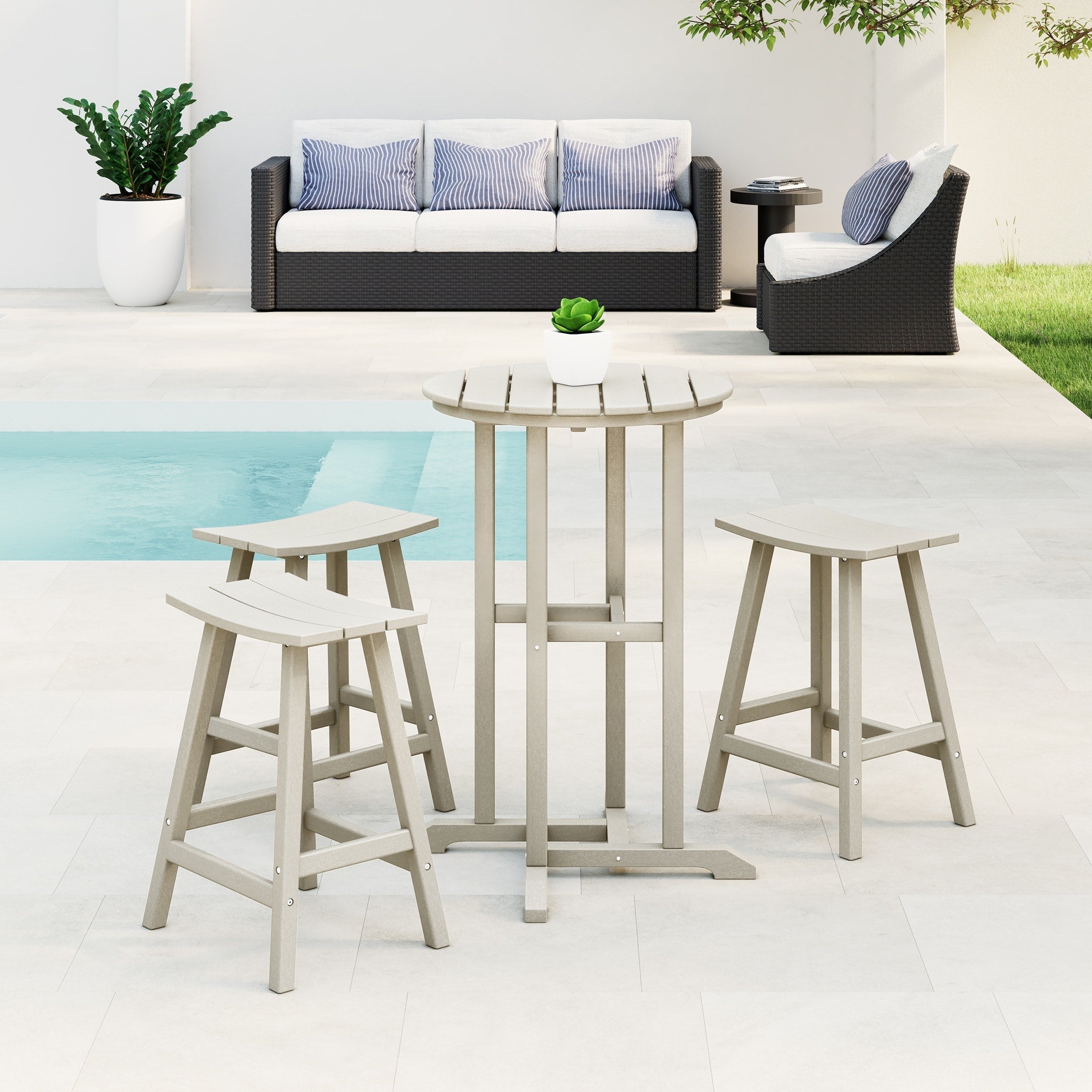 Ensemble de comptoir bistrot Polytrends Laguna en PEHD toutes saisons (4 pièces)