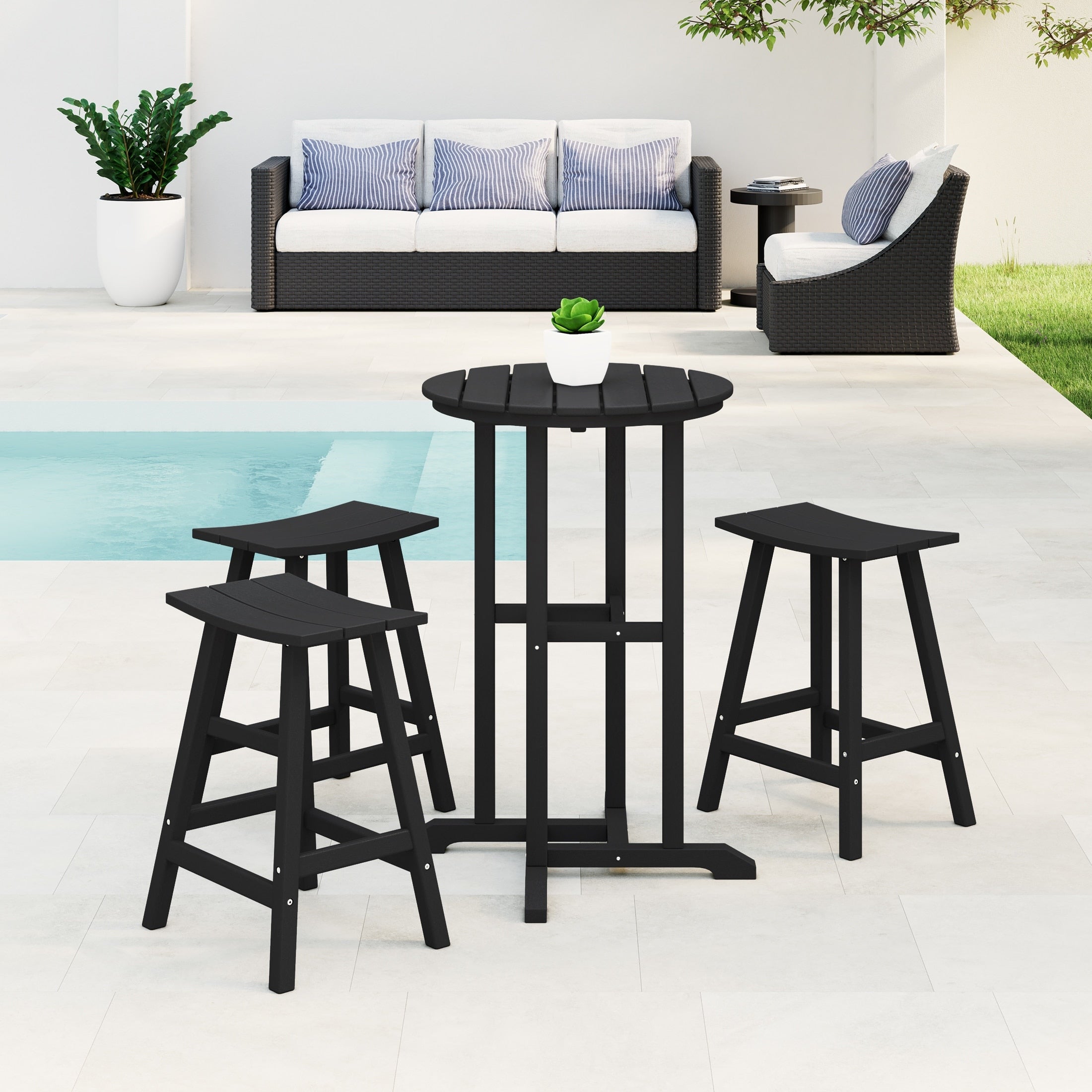 Ensemble de comptoir bistrot Polytrends Laguna en PEHD toutes saisons (4 pièces)